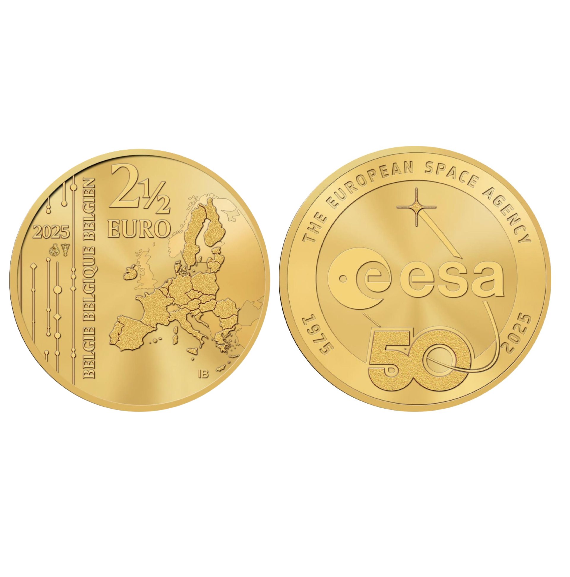 2½ Euro Philippe 50 years European Space Agency (2025) — Belgium