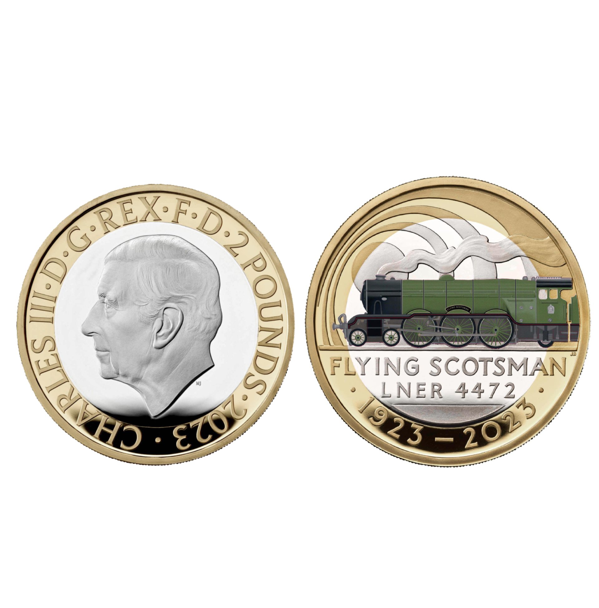 2 Pounds - Charles III Flying Scotsman Centenary; Silver (2023) — United Kingdom
