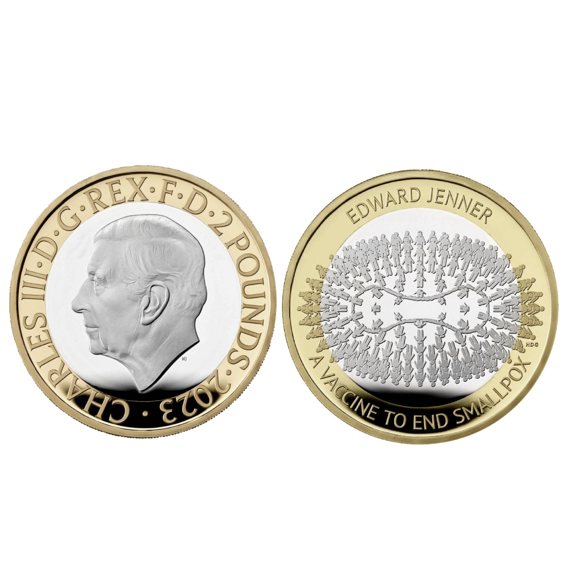 2 Pounds - Charles III Edward Jenner; Silver (2023) — United Kingdom
