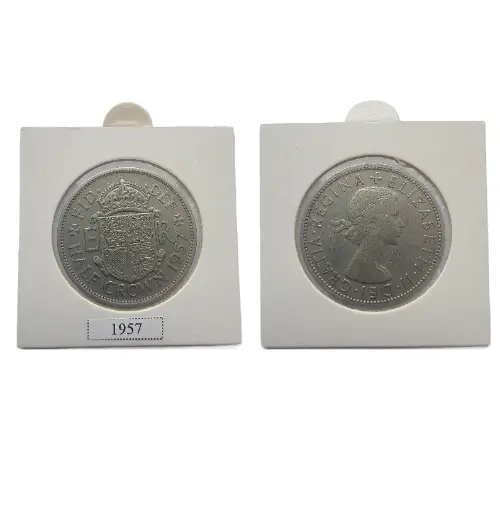 ½ Crown - Elizabeth II 1st portrait; without 'BRITT:OMN' (1957) — United Kingdom