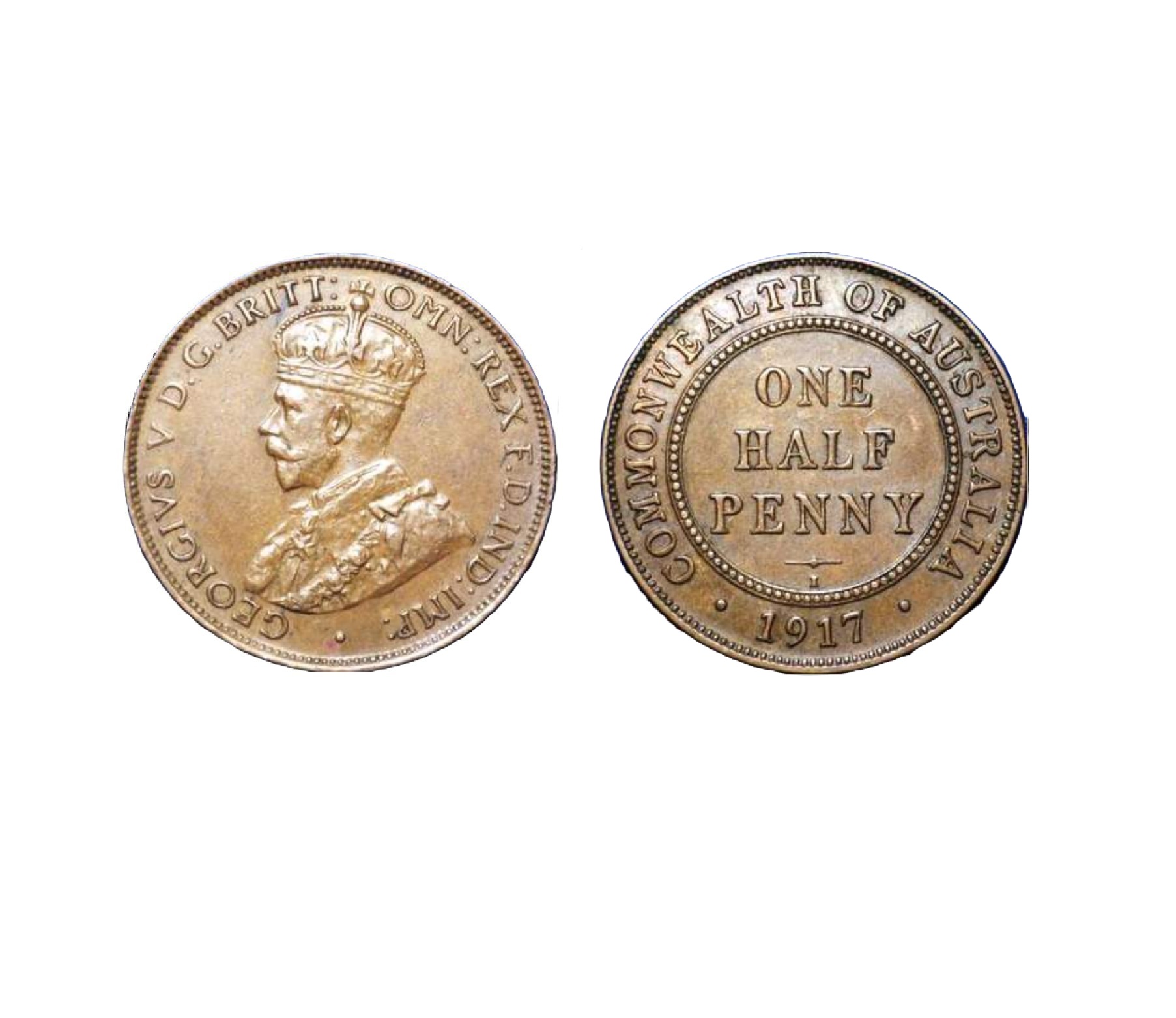 ½ Penny - George V (1917) — Australia