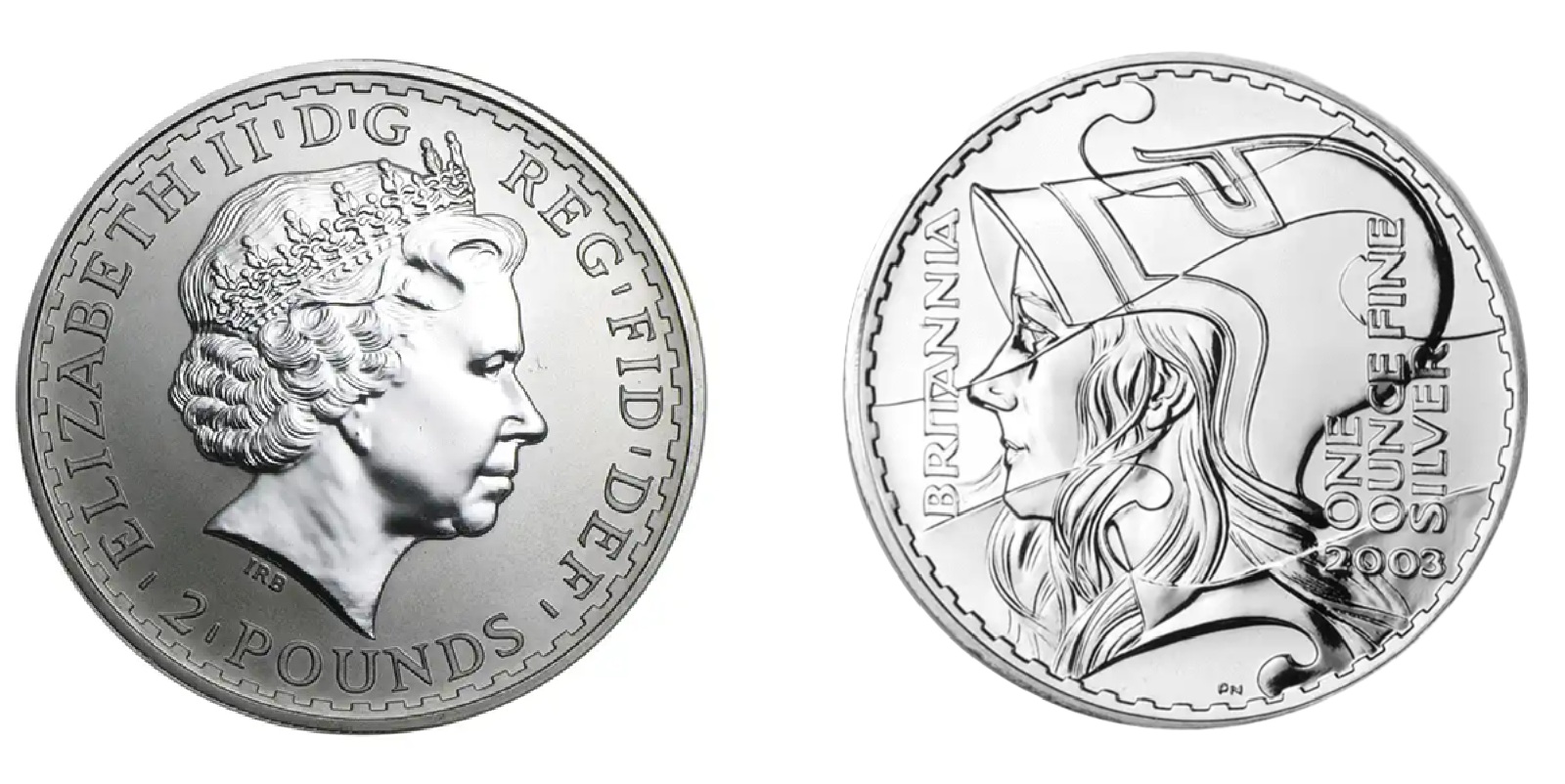 2 Pounds - Elizabeth II 4th portrait; 1 oz Fine Silver (2003) — United Kingdom
