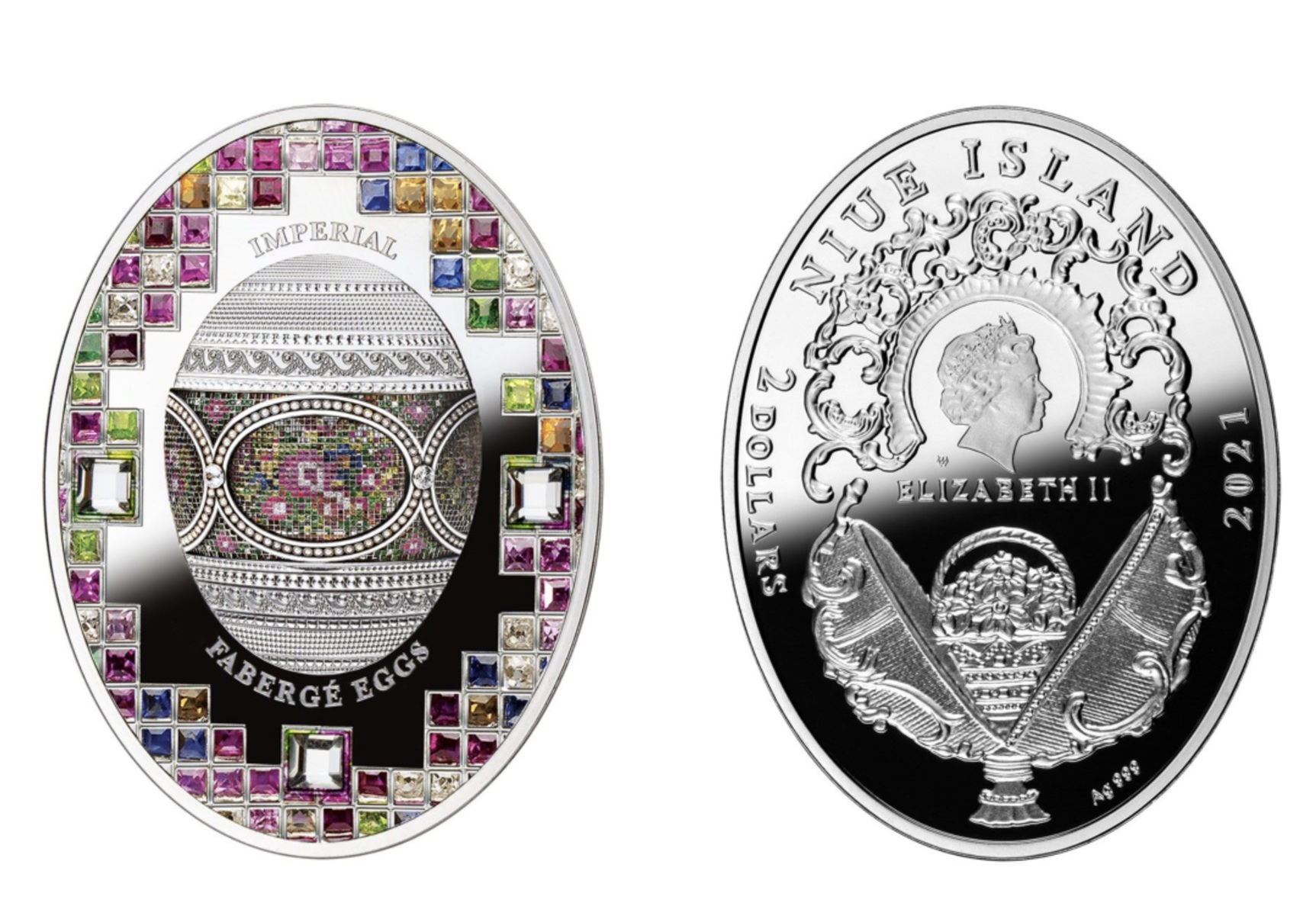2 Dollars - Elizabeth II Mosaic Egg (2021) — Niue
