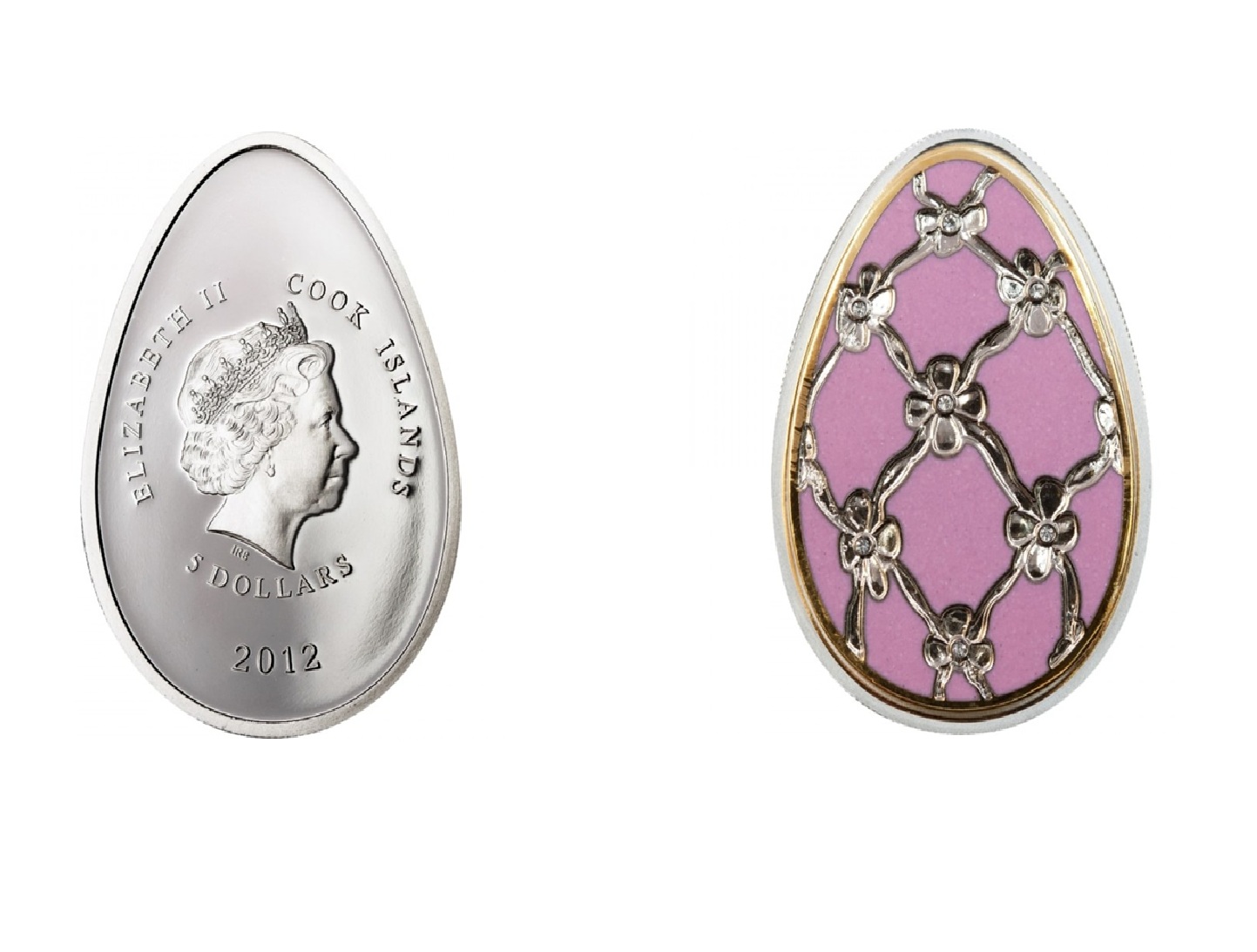 5 Dollars - Elizabeth II Egg in Violet (2012) — Cook Islands