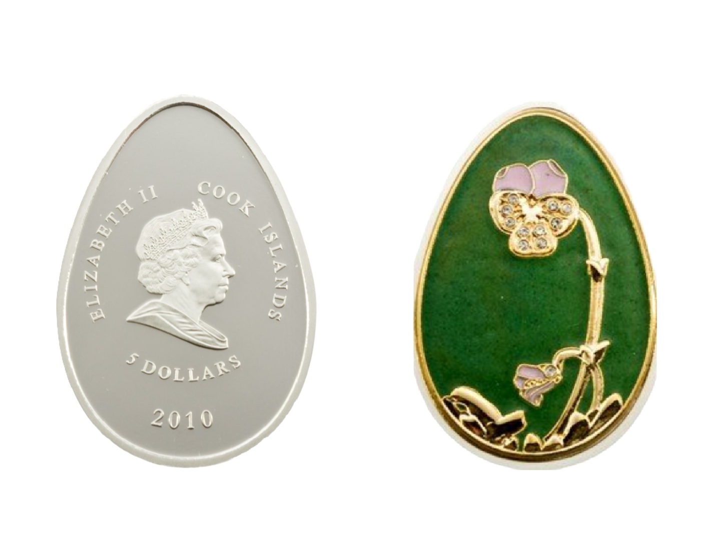 5 Dollars - Elizabeth II Green cloisonne (2010) — Cook Islands
