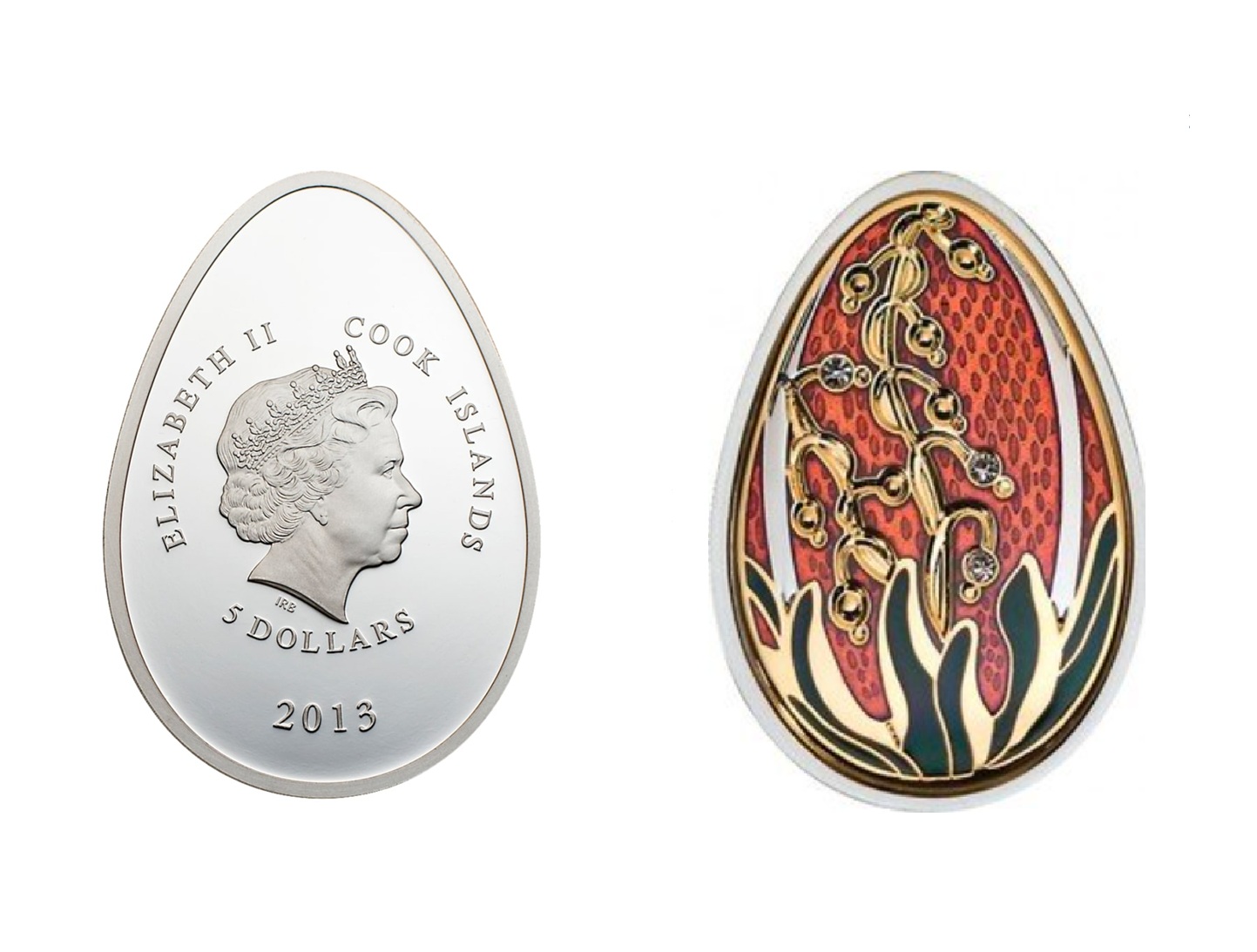 5 Dollars - Elizabeth II Egg-Beauty in Red (2013) — Cook Islands