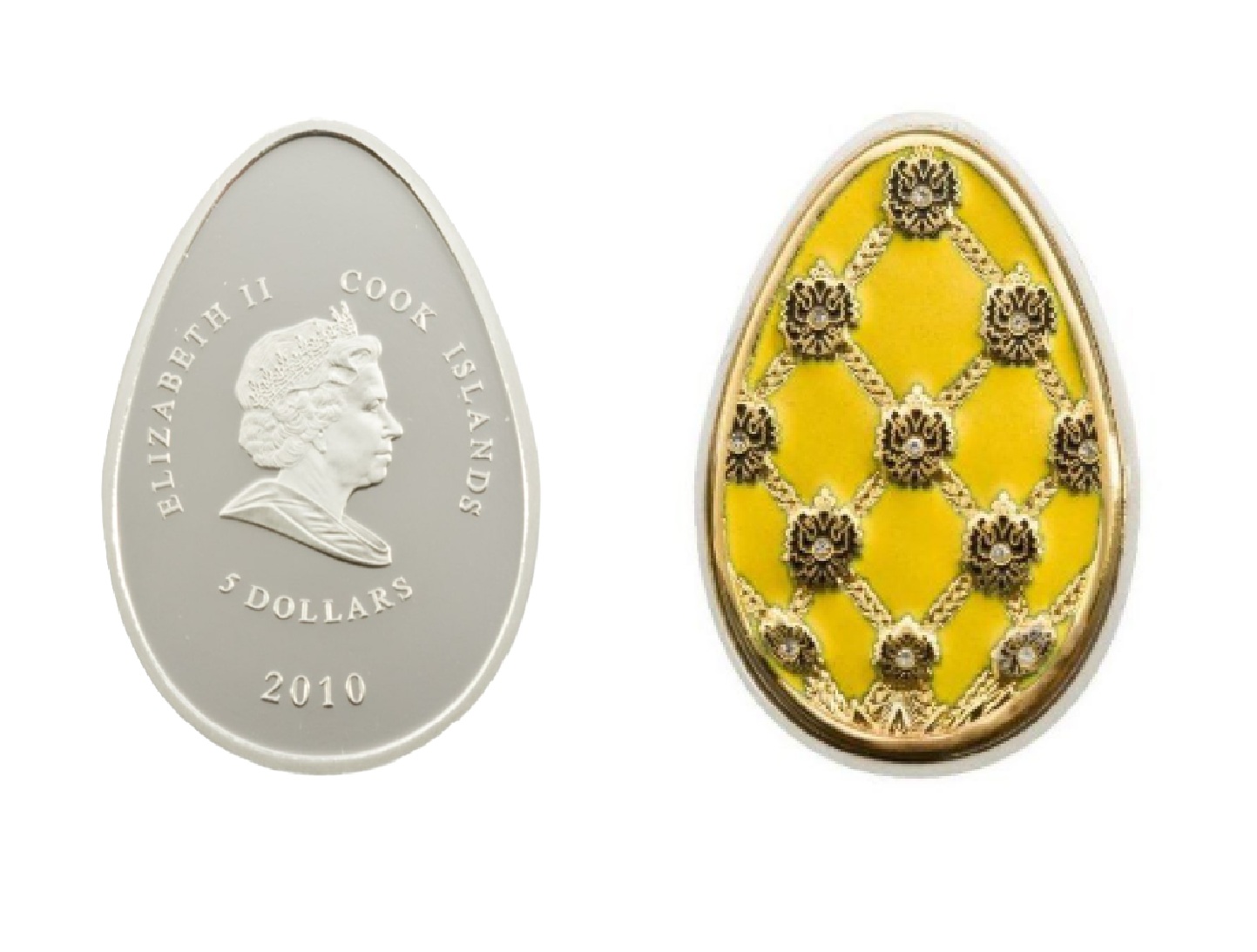 5 Dollars - Elizabeth II Yellow cloisonne (2010) — Cook Islands