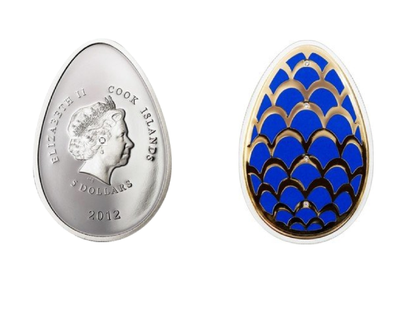5 Dollars - Elizabeth II Egg - Pine Cone (2012) — Cook Islands