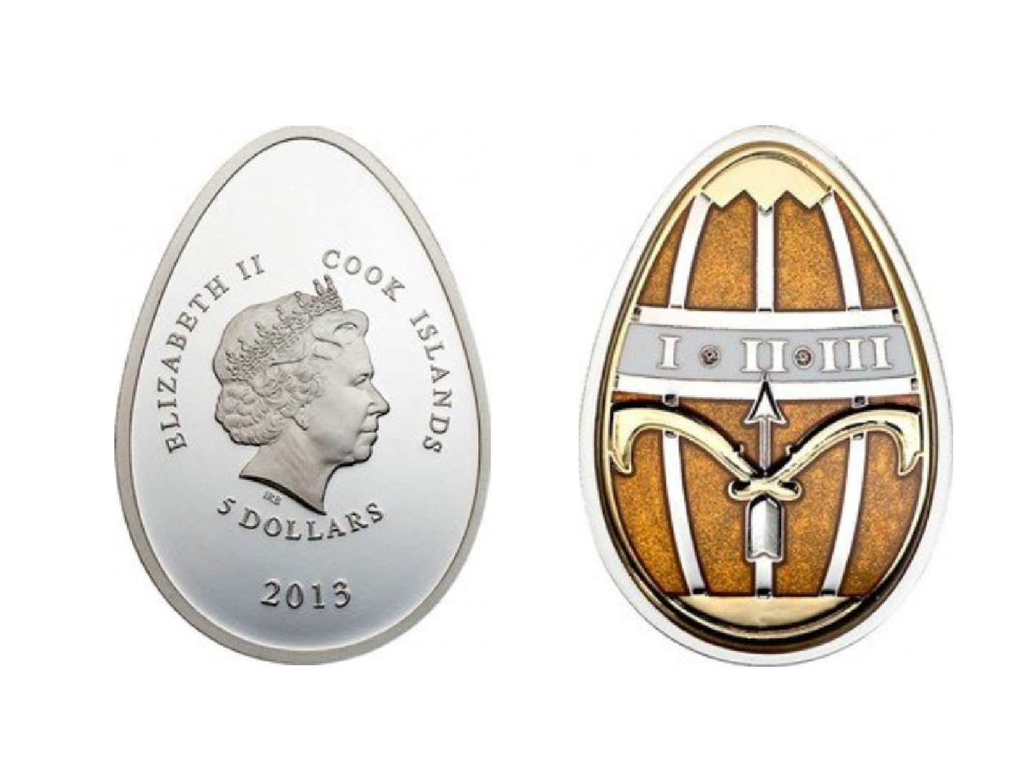 5 Dollars - Elizabeth II Egg in Gold (2013) — Cook Islands
