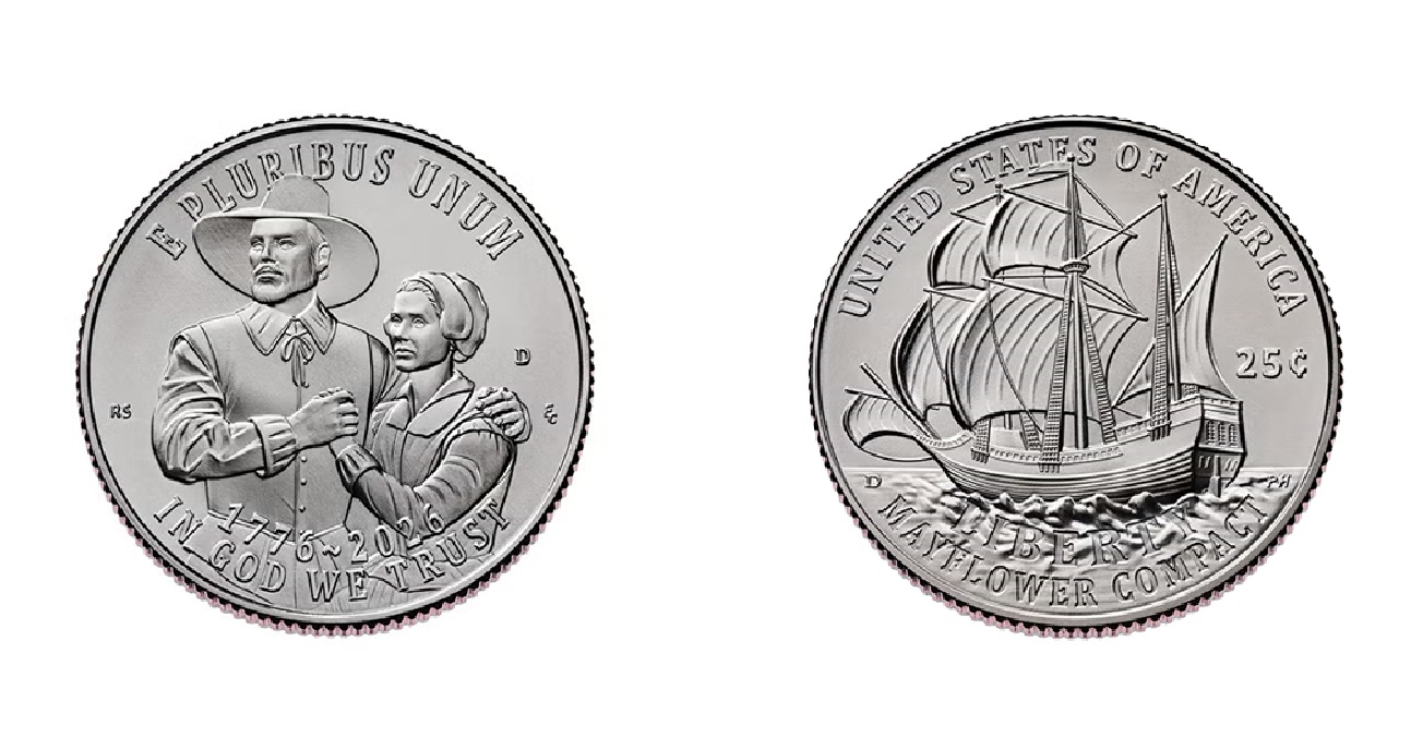 25 Cents Mayflower Compact; Silver (2026) — United States