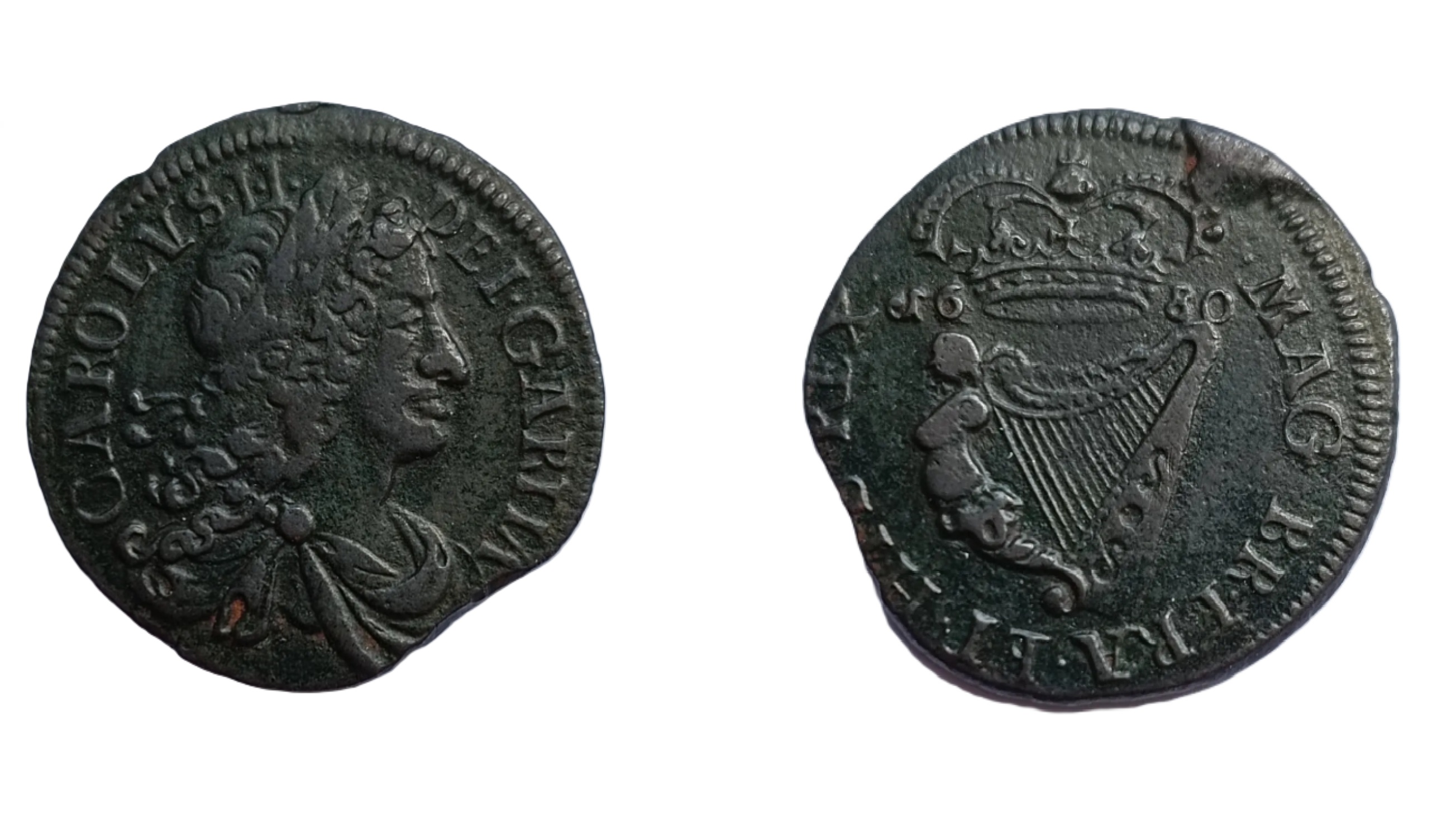 ½ Penny - Charles II large letters (1680) — Ireland