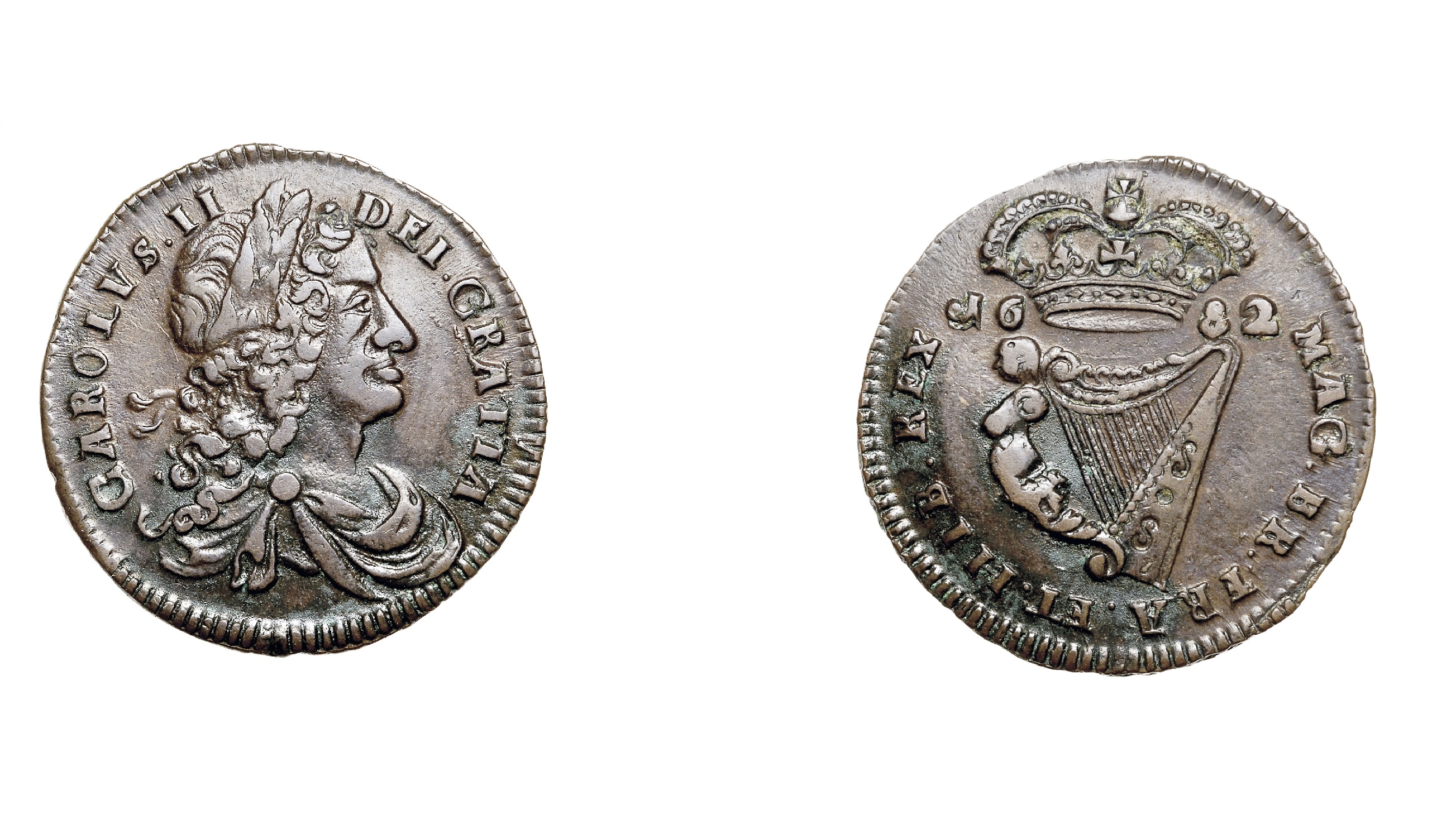 ½ Penny - Charles II small letters (1682) — Ireland