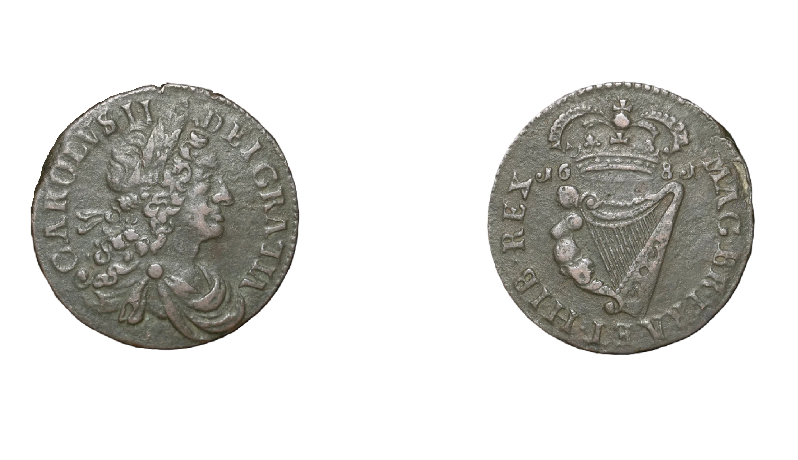 ½ Penny - Charles II small letters (1681) — Ireland