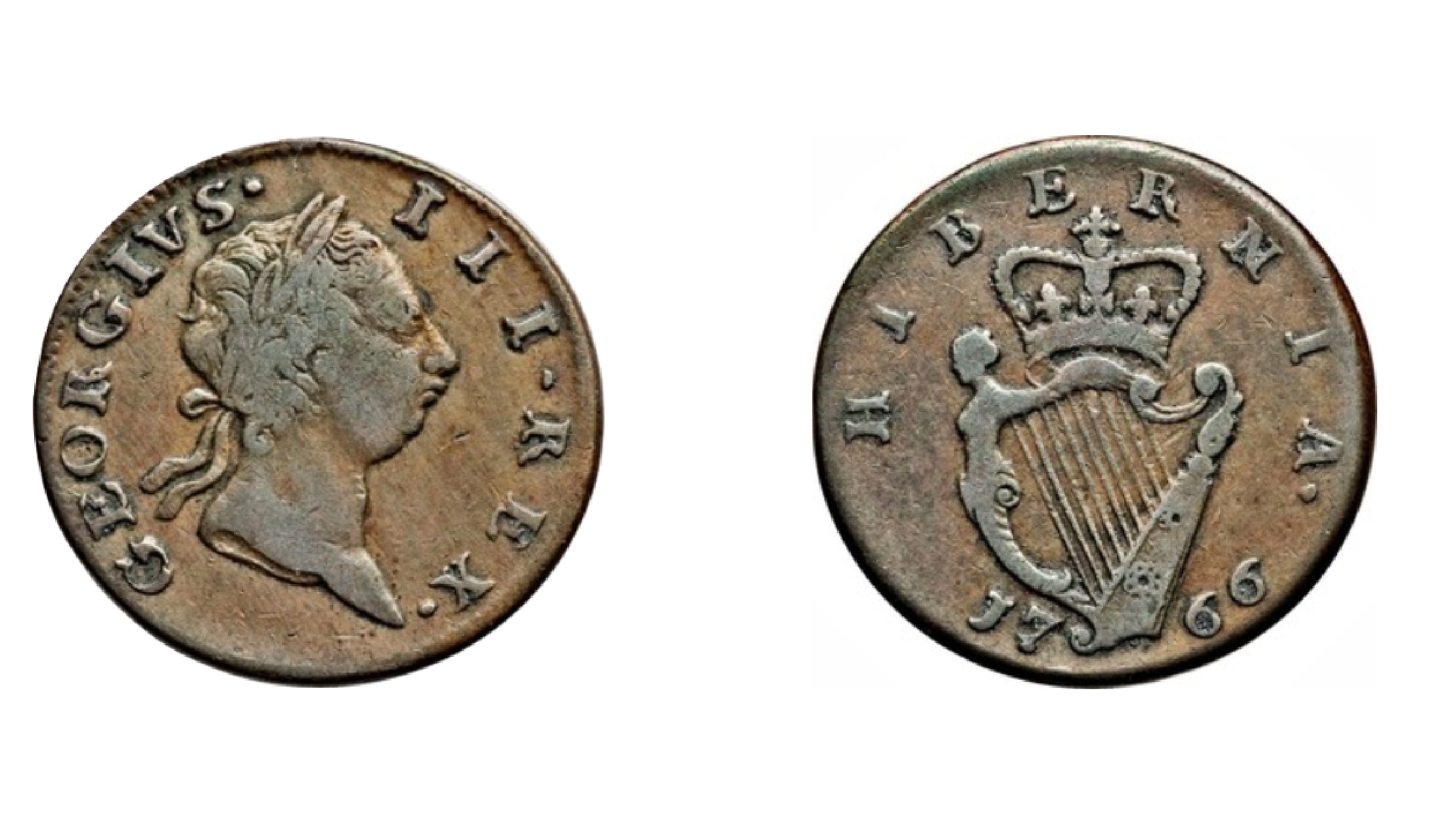 ½ Penny - George III short bust type (1766) — Ireland