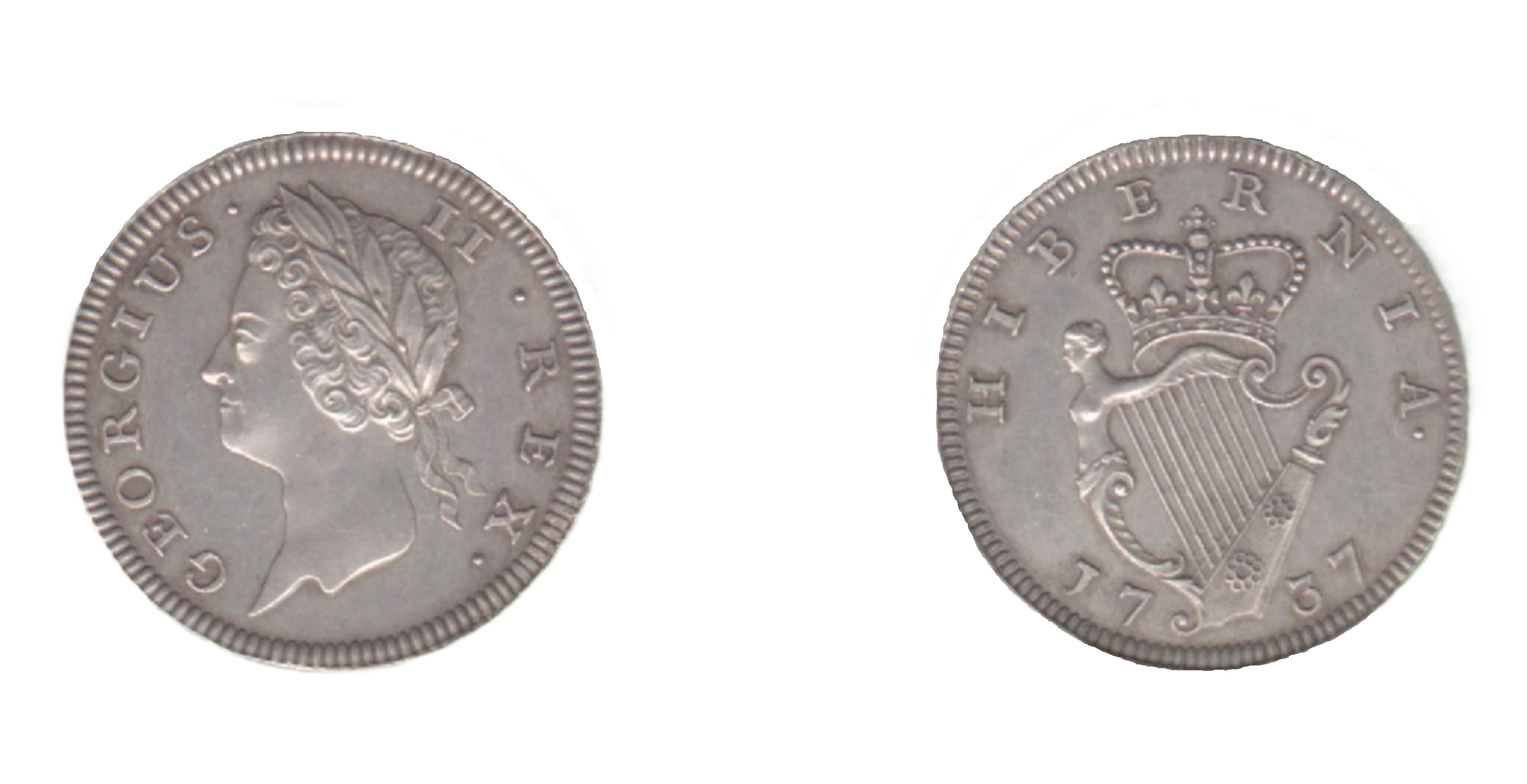1 Farthing - George II Type I, Silver (1737) — Ireland