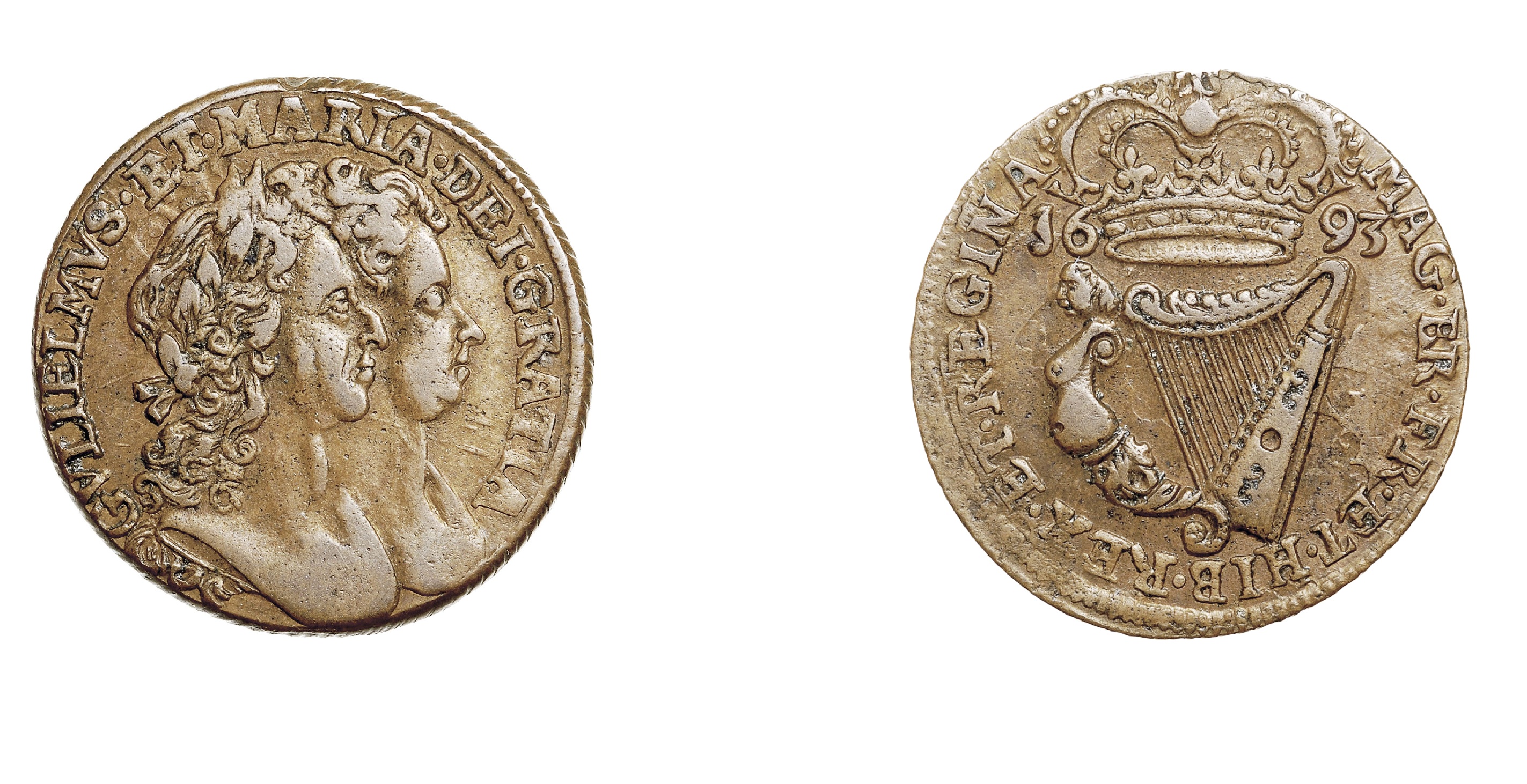 ½ Penny - William and Mary (1693) — Ireland