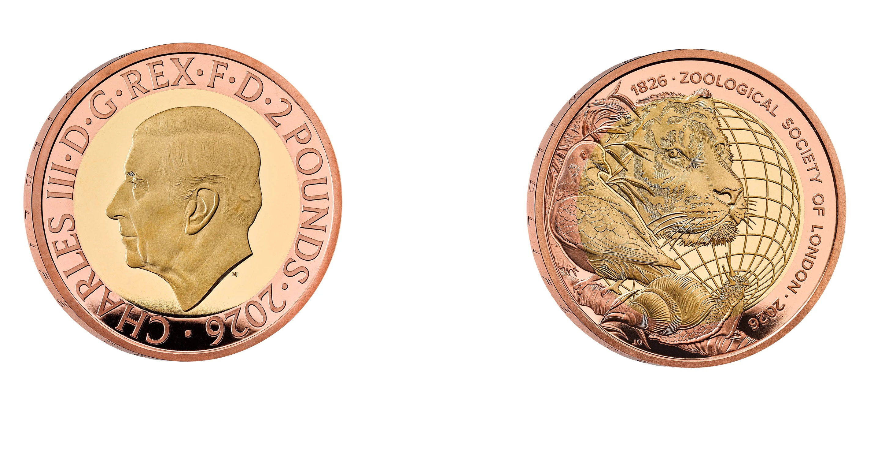 2 Pounds - Charles III 200 years of Zoological Society of London; Gold (2026) — United Kingdom