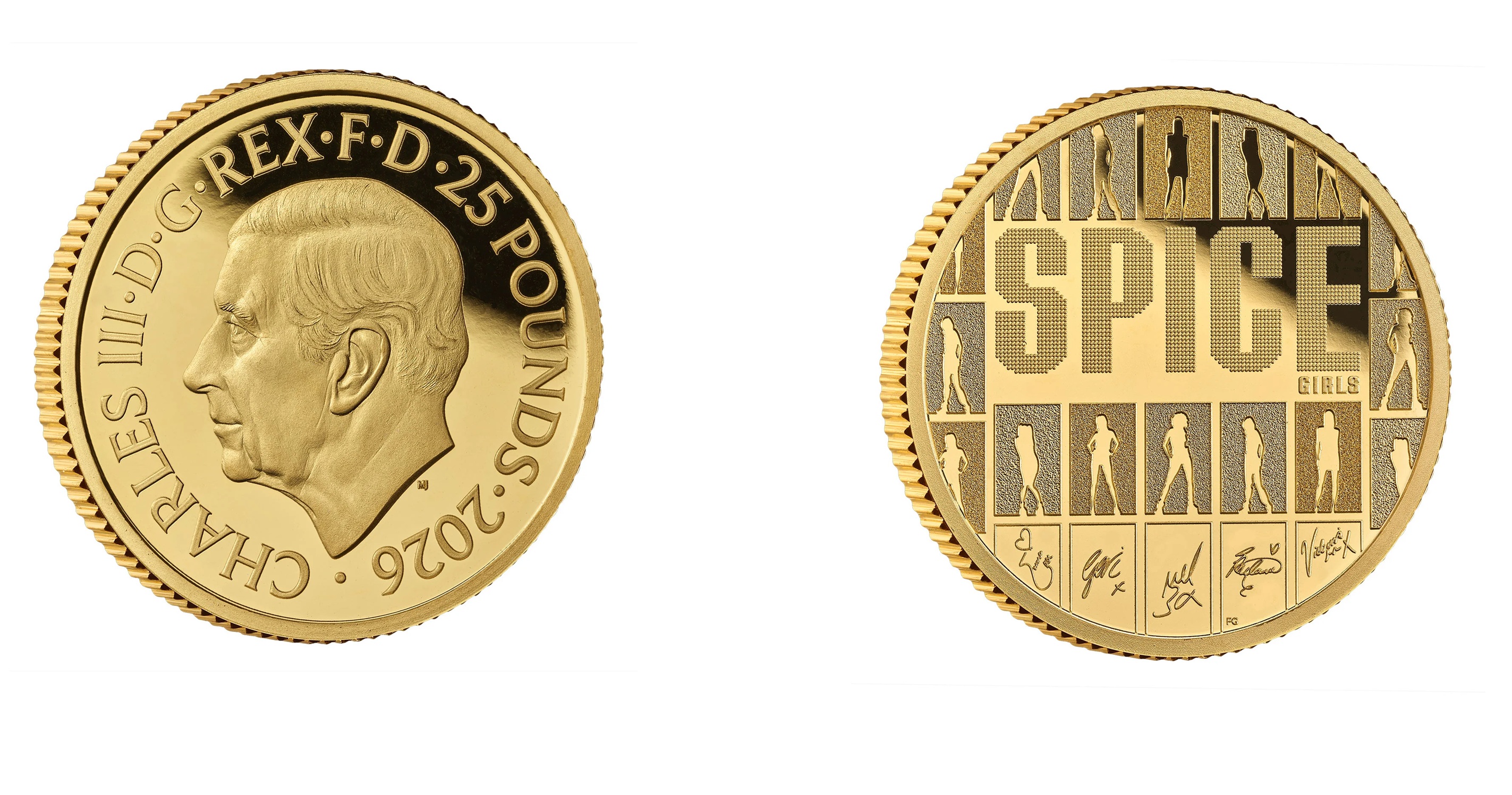 25 Pounds - Charles III The Spice Girls; Gold (2026) — United Kingdom