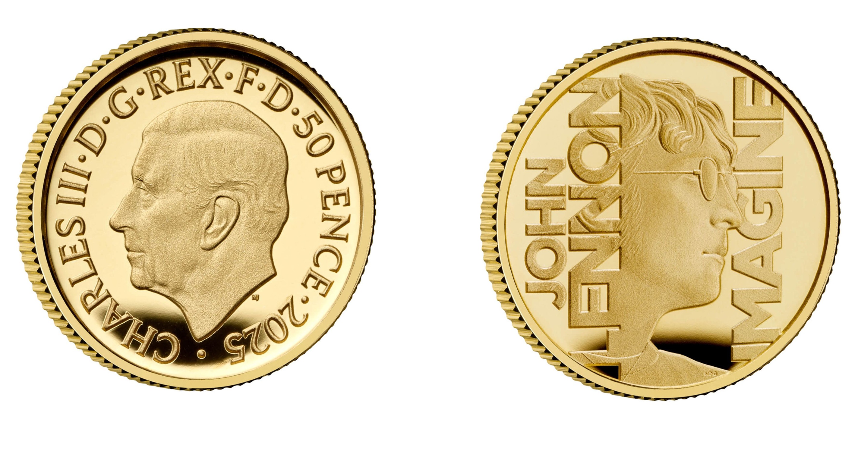 50 Pence - Charles III John Lennon; Gold (2025) — United Kingdom