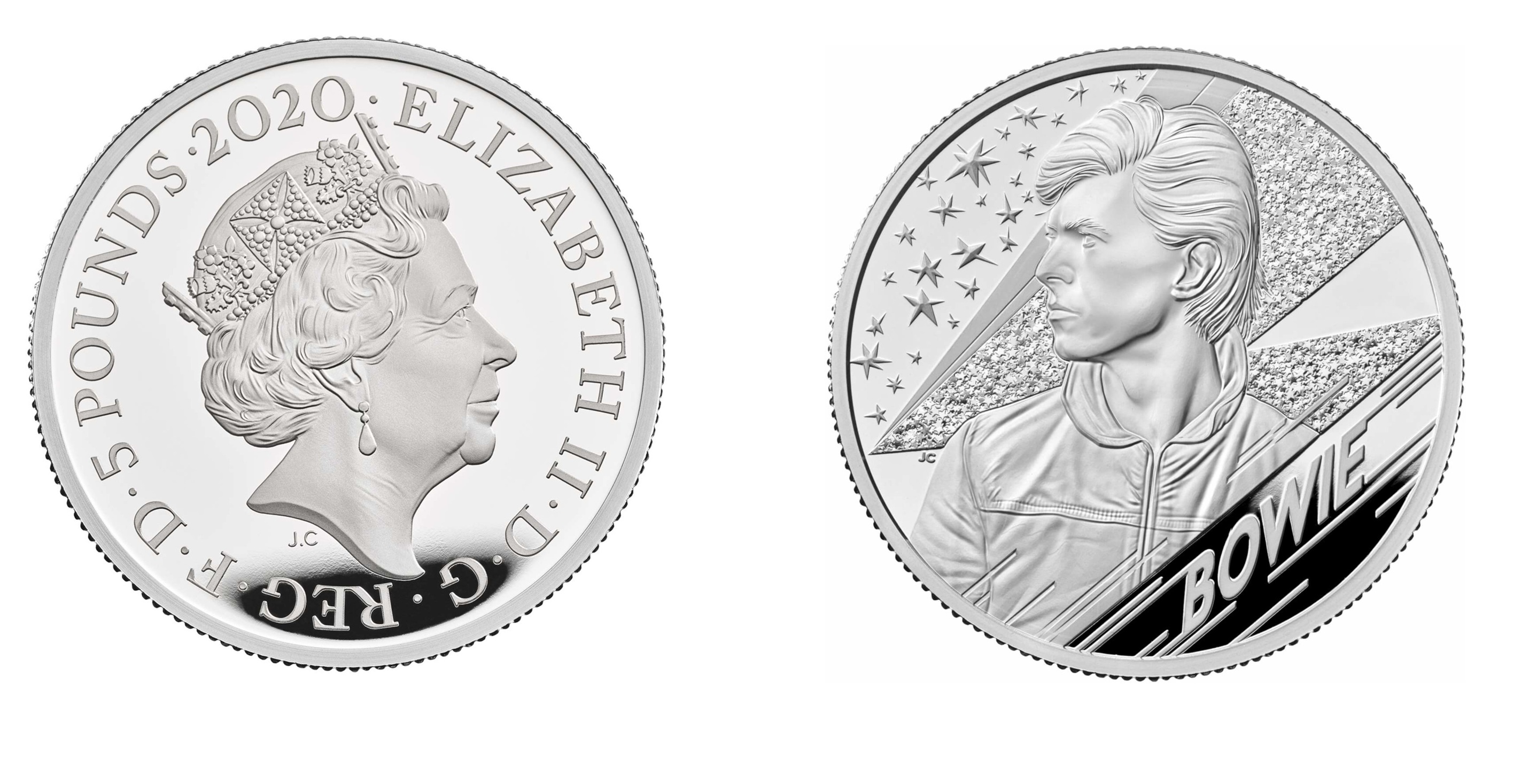 5 Pounds - Elizabeth II David Bowie; Silver (2020) — United Kingdom