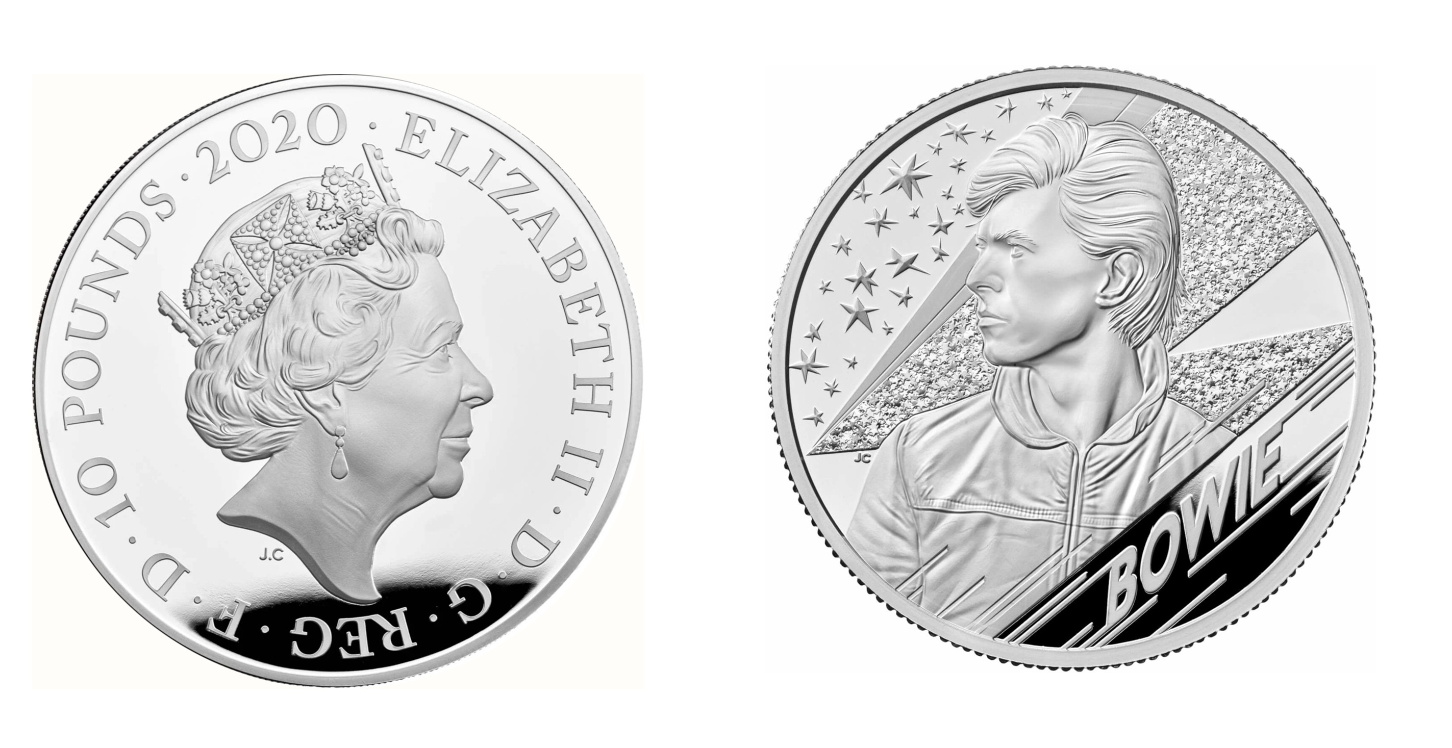 10 Pounds - Elizabeth II David Bowie; Silver (2020) — United Kingdom