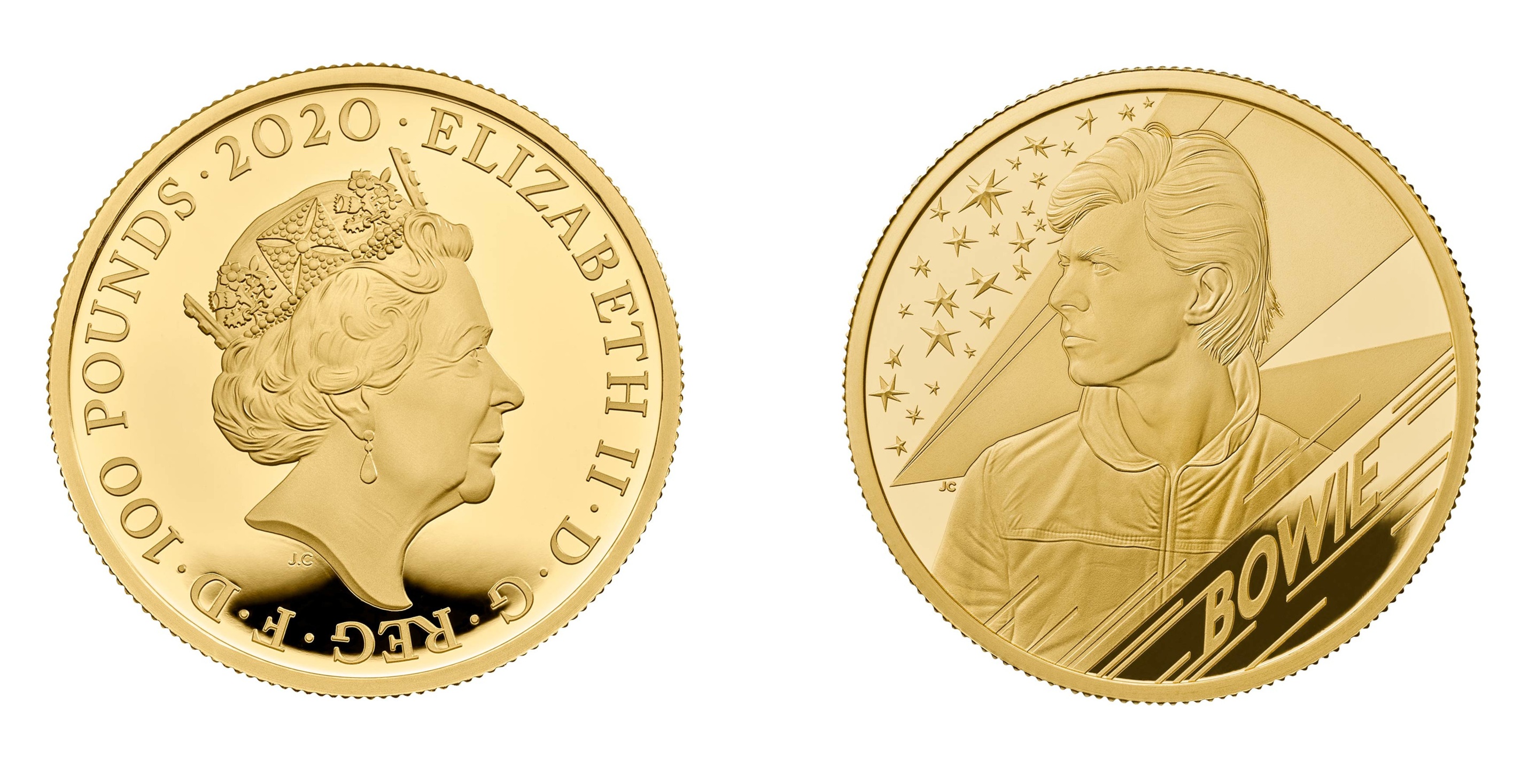 100 Pounds - Elizabeth II David Bowie; Gold (2020) — United Kingdom