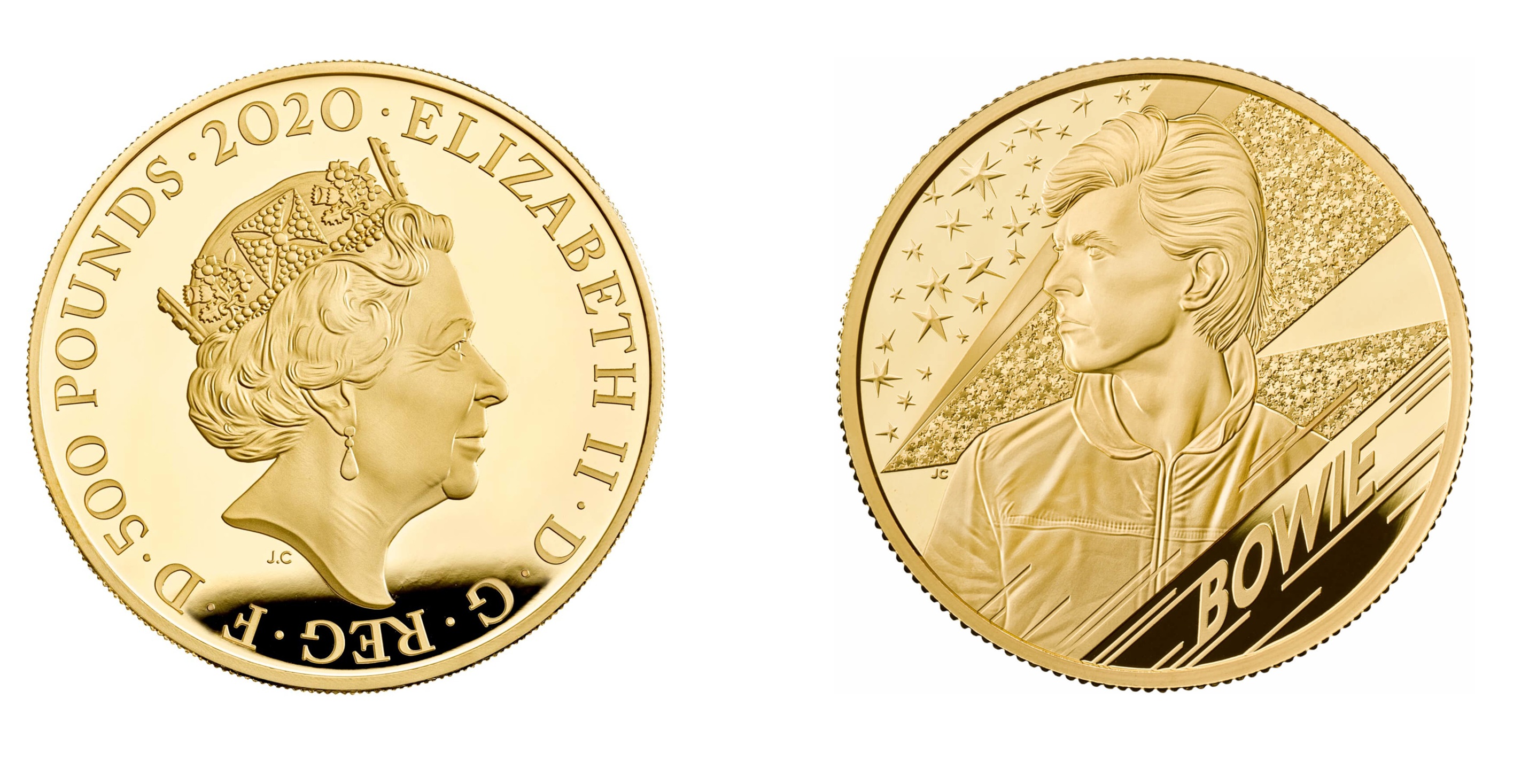 500 Pounds - Elizabeth II David Bowie; Gold (2020) — United Kingdom