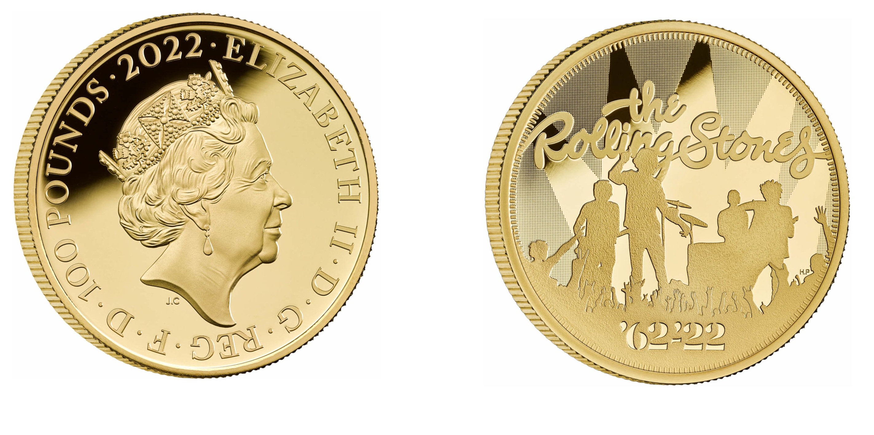 100 Pounds - Elizabeth II The Rolling Stones; Gold (2022) — United Kingdom