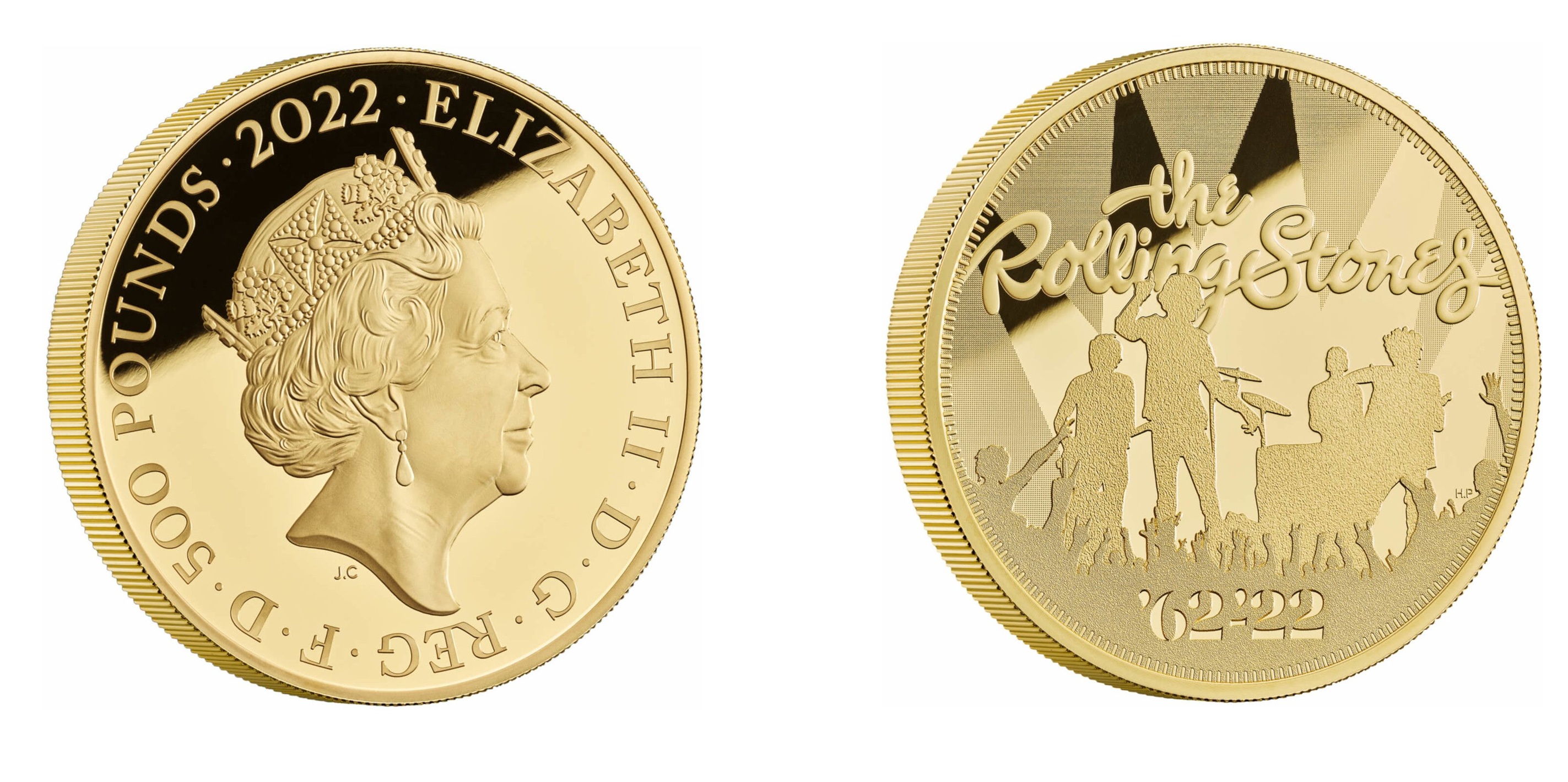 500 Pounds - Elizabeth II The Rolling Stones; Gold (2022) — United Kingdom