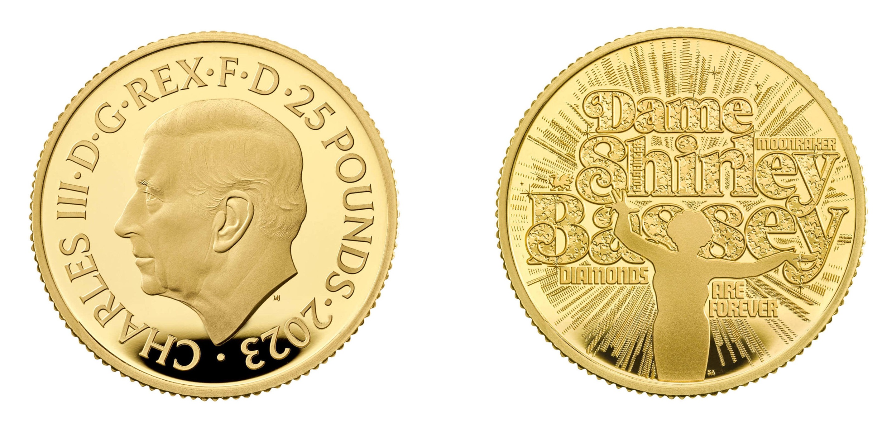 25 Pounds - Charles III Dame Shirley Bassey; Gold (2023) — United Kingdom