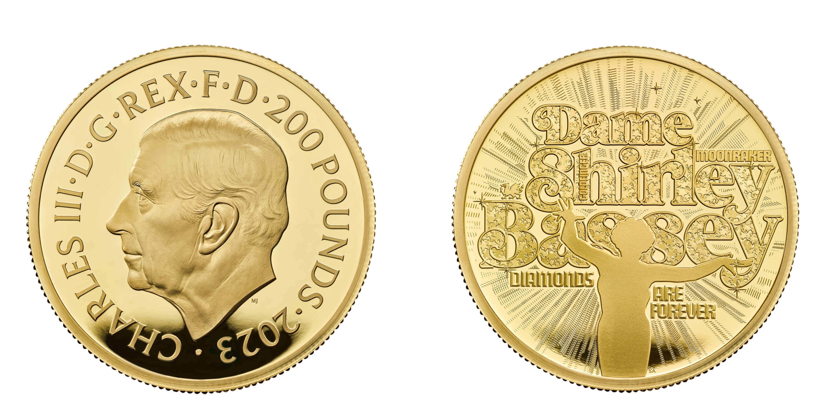 200 Pounds - Charles III Dame Shirley Bassey; Gold (2023) — United Kingdom