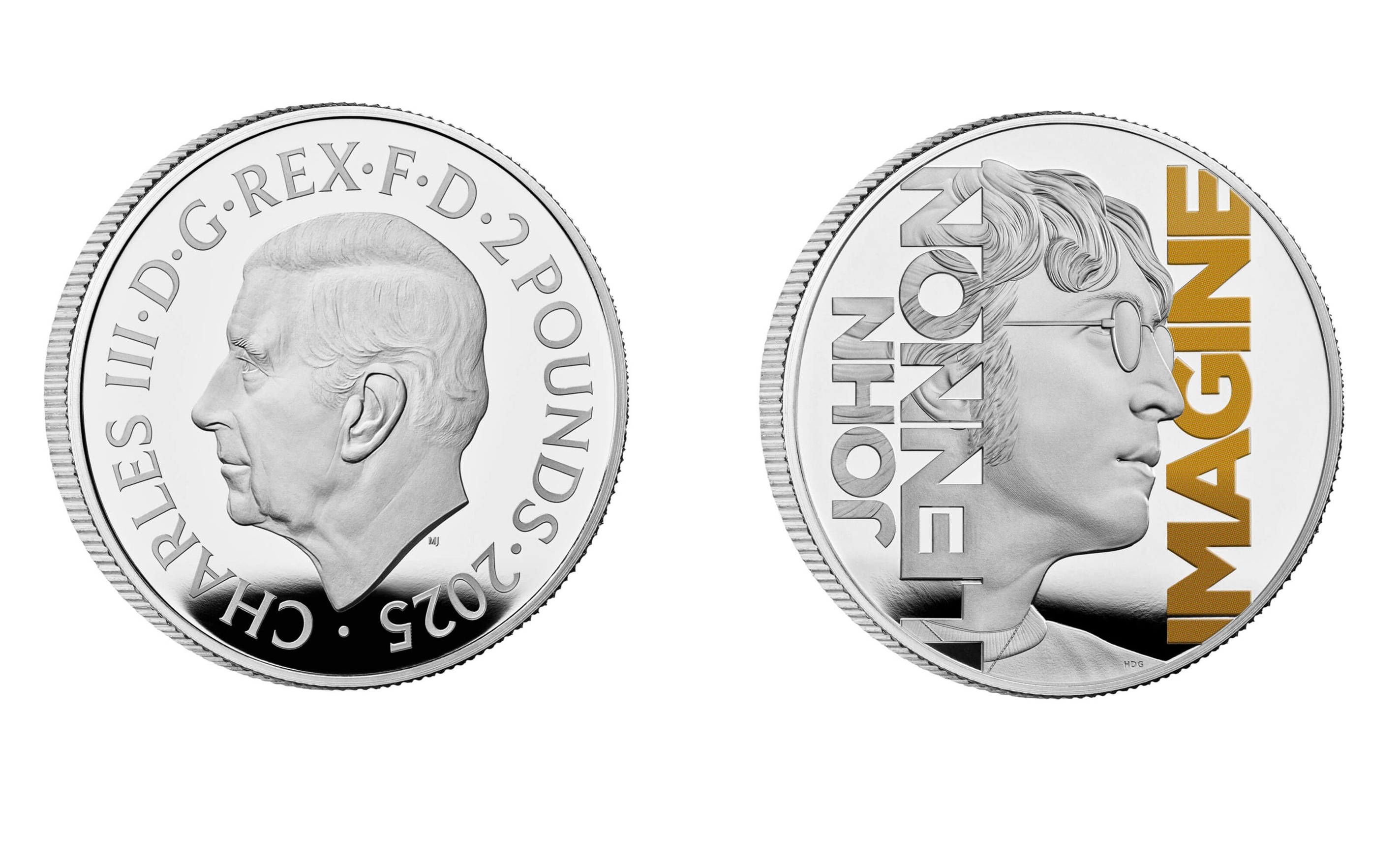 2 Pounds - Charles III John Lennon; Silver (2025) — United Kingdom