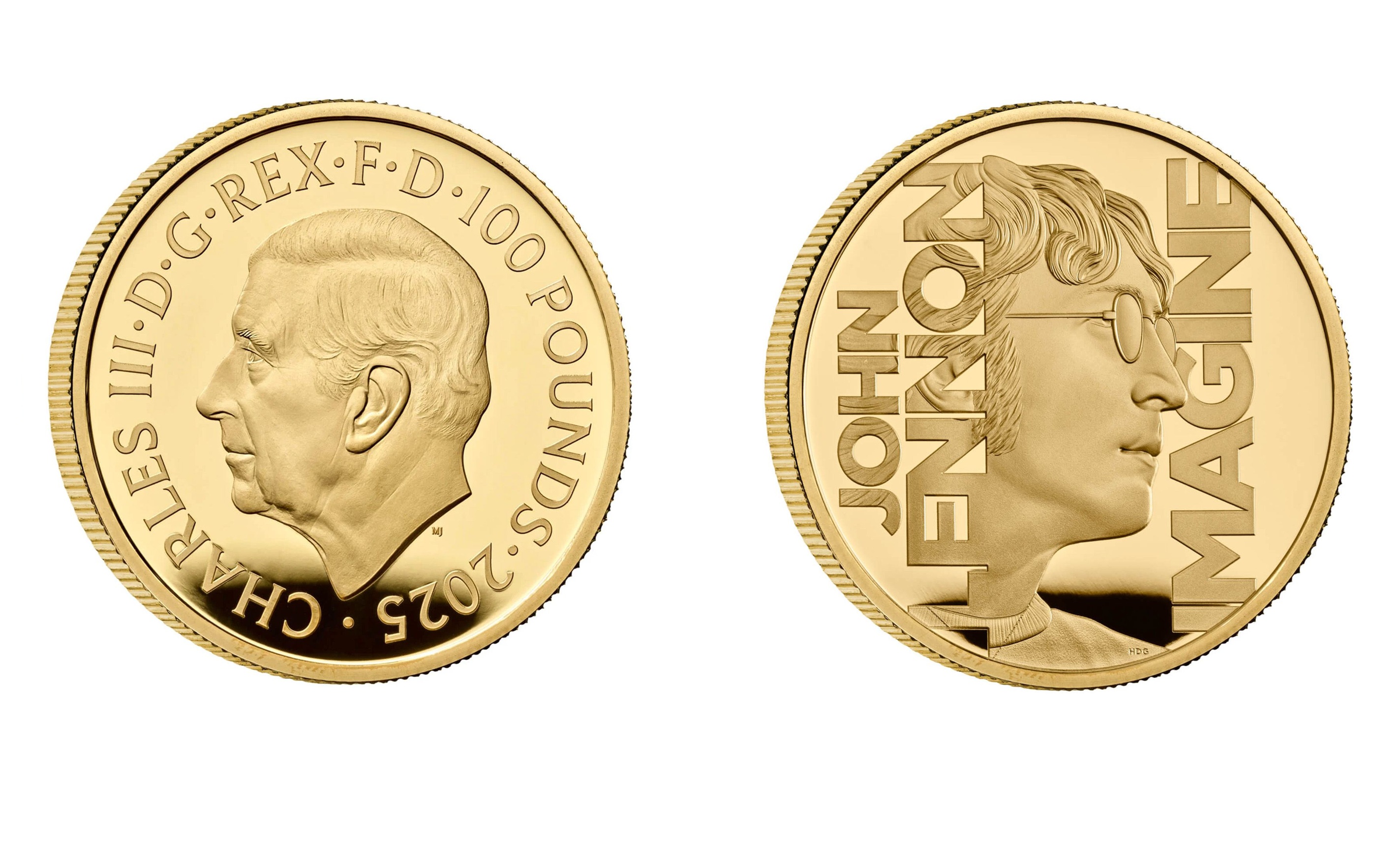 100 Pounds - Charles III John Lennon; Gold (2025) — United Kingdom