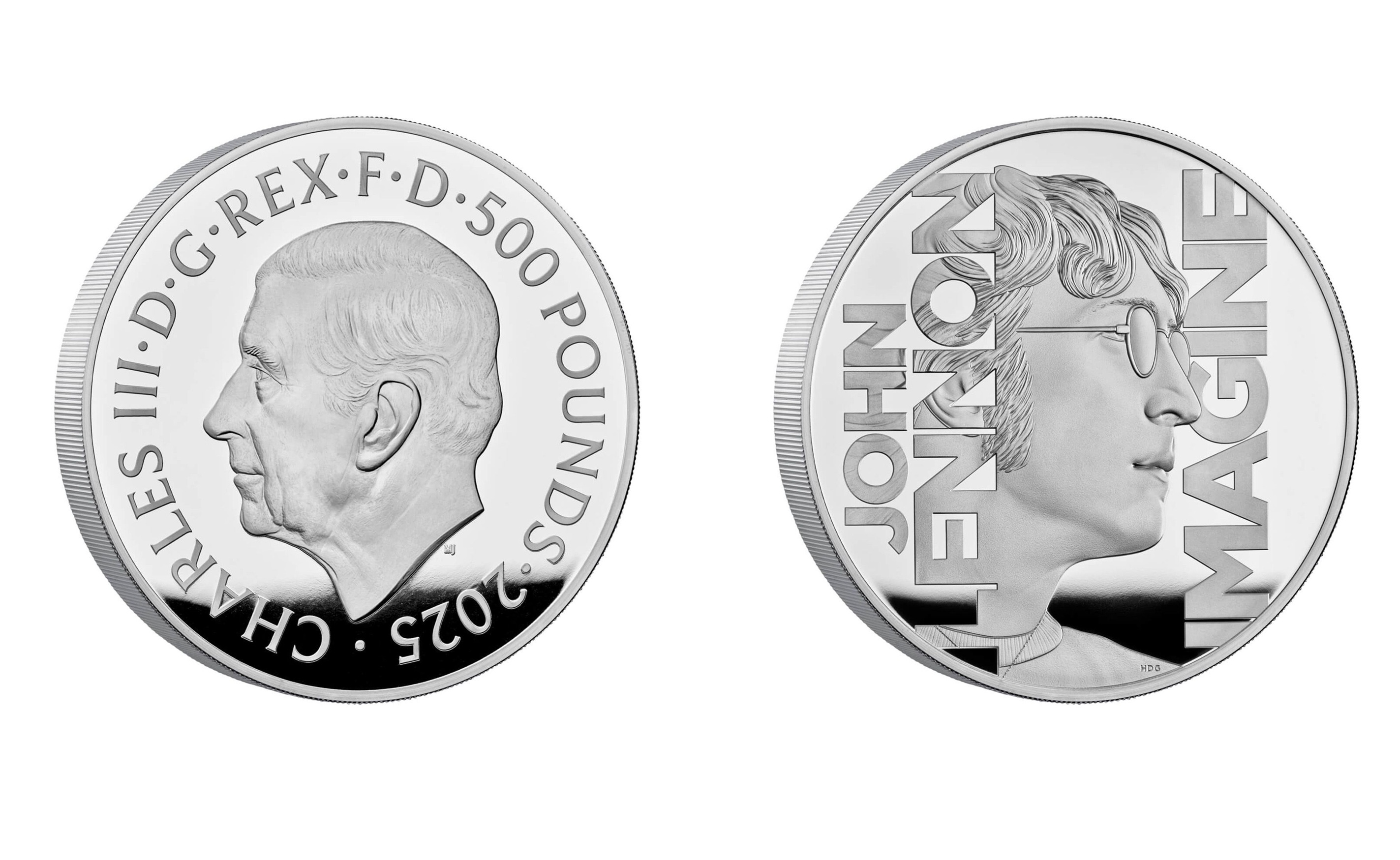 500 Pounds - Charles III John Lennon; Silver (2025) — United Kingdom