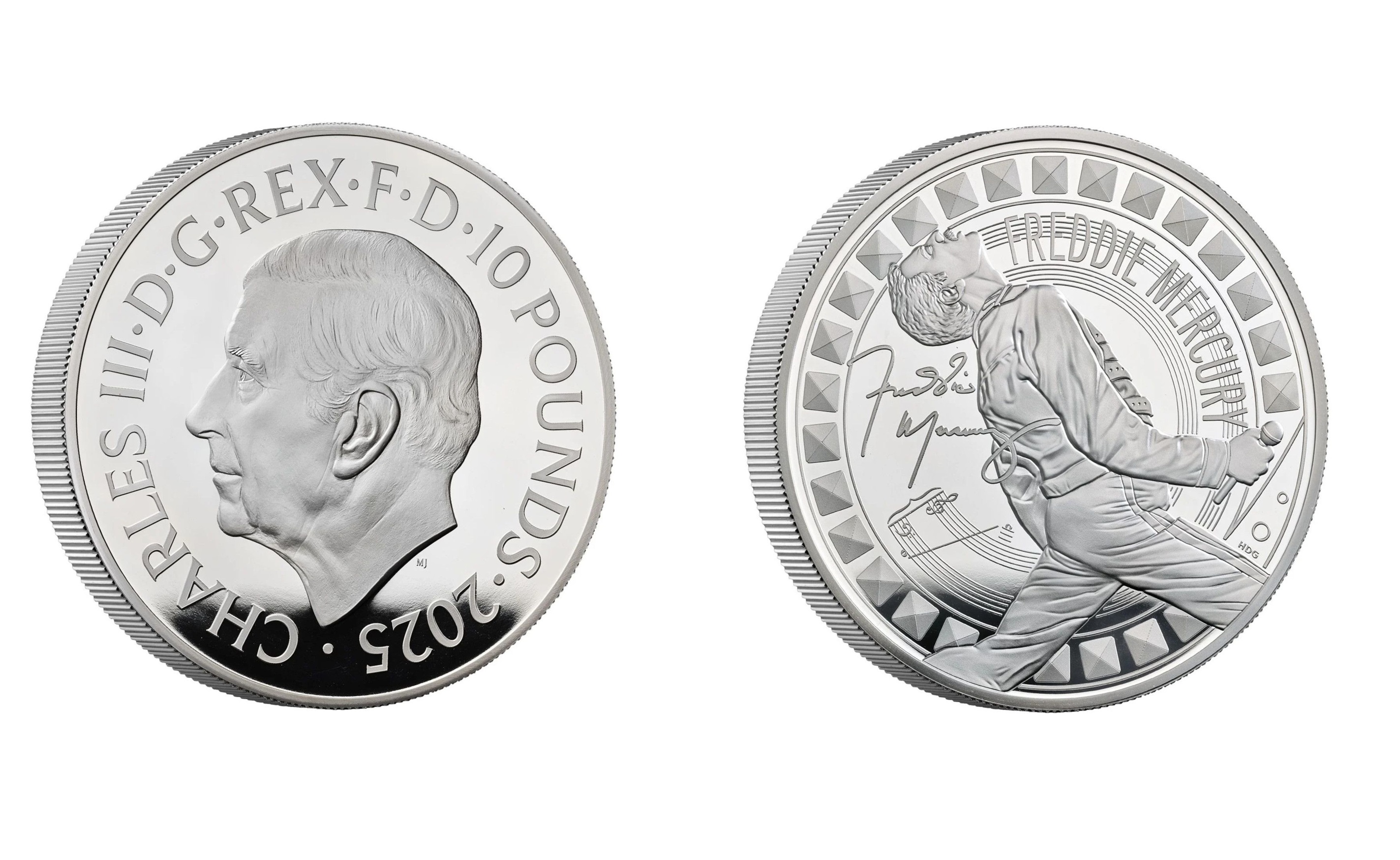10 Pounds - Charles III Freddie Mercury; Silver (2025) — United Kingdom