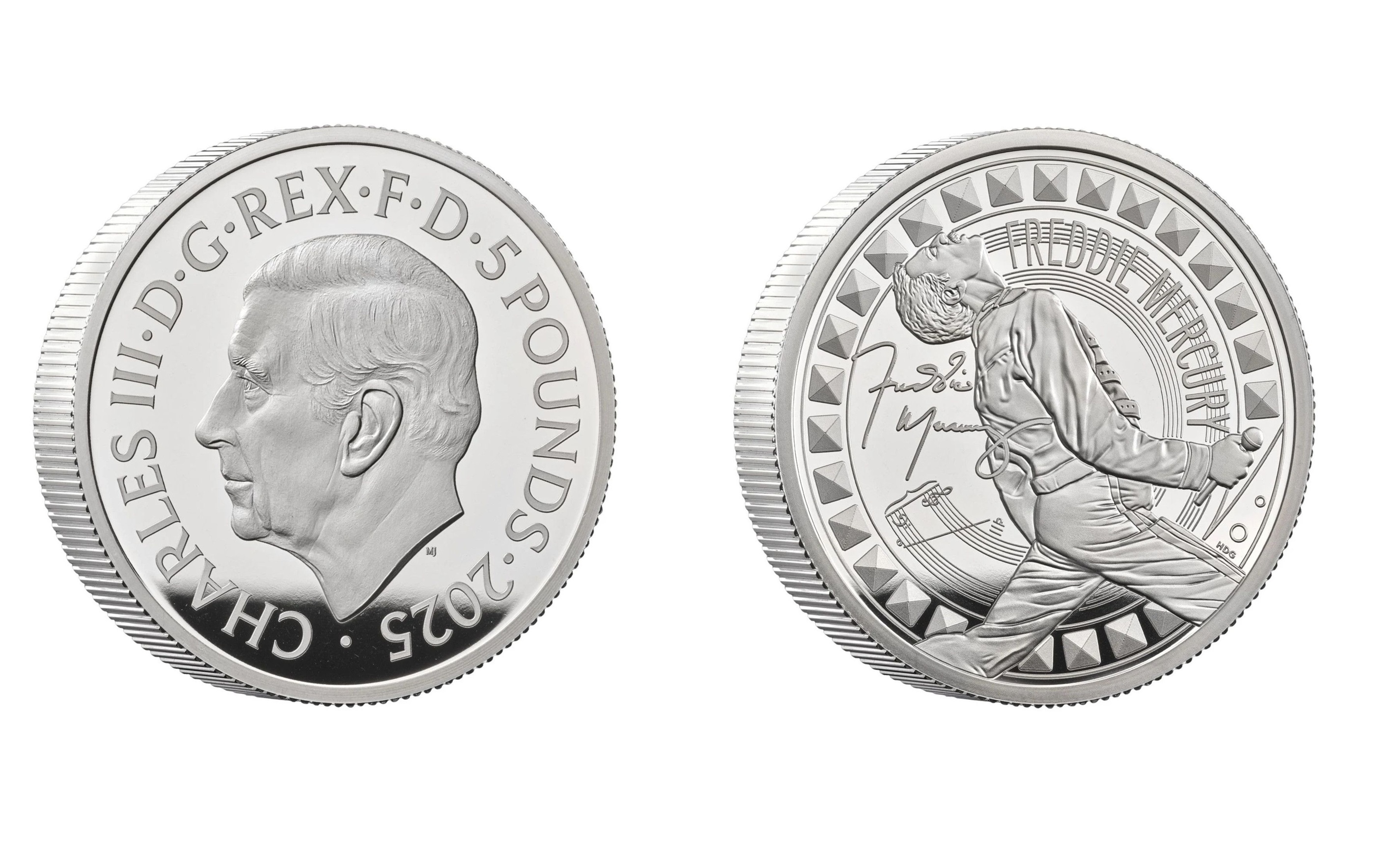 5 Pounds - Charles III Freddie Mercury; Silver (2025) — United Kingdom