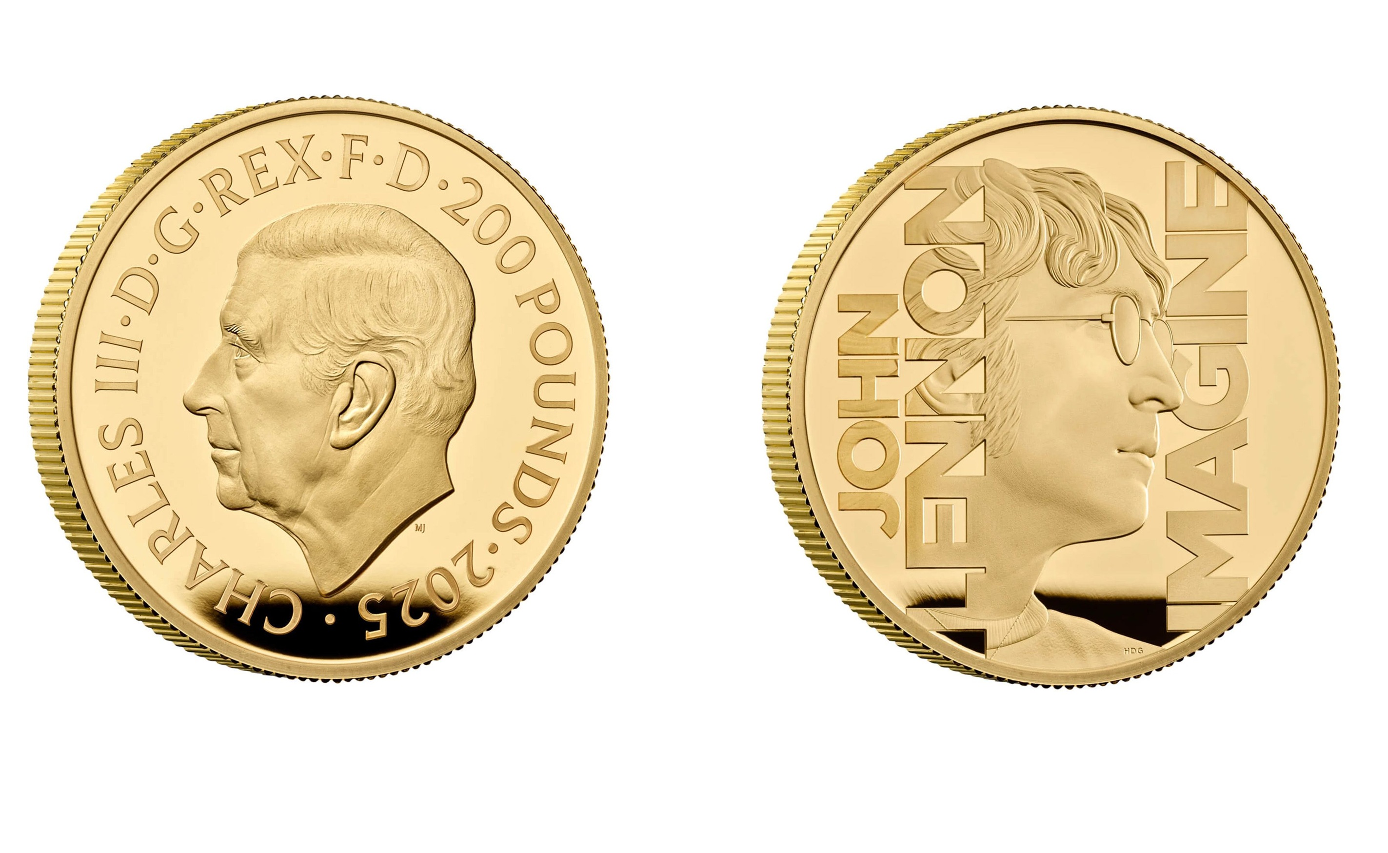 200 Pounds - Charles III John Lennon; Gold (2025) — United Kingdom