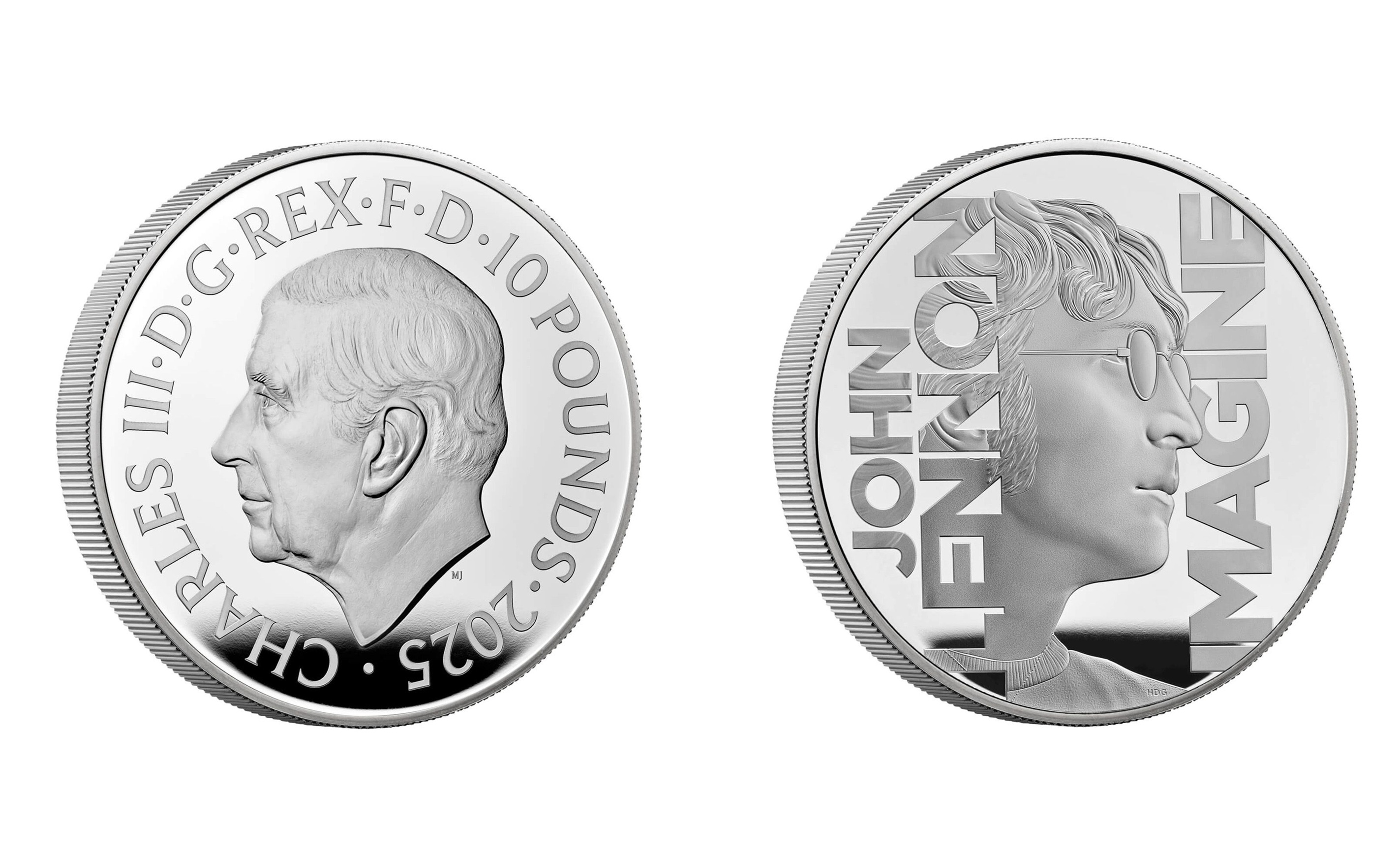 10 Pounds - Charles III John Lennon; Silver (2025) — United Kingdom