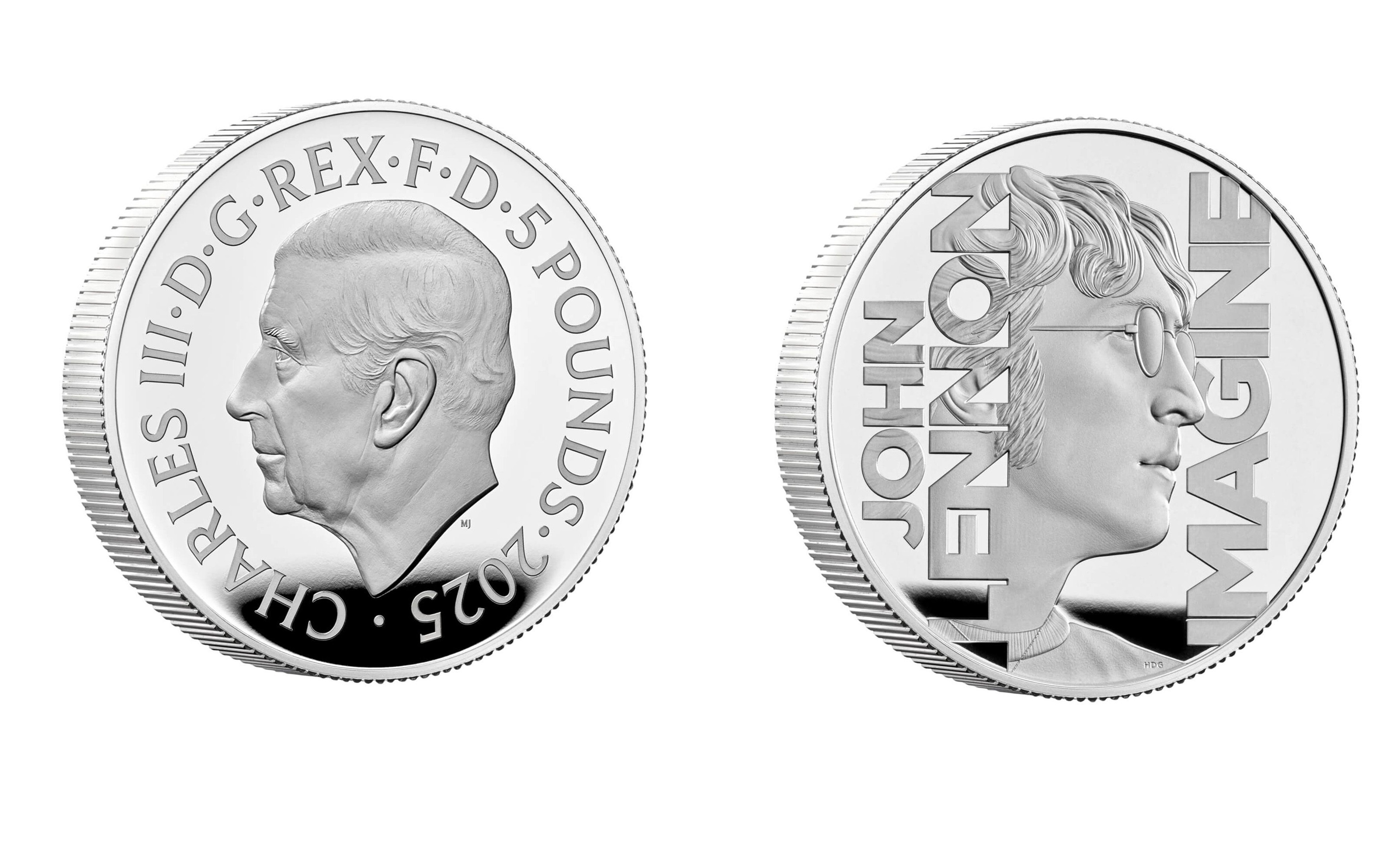 5 Pounds - Charles III John Lennon; Silver (2025) — United Kingdom