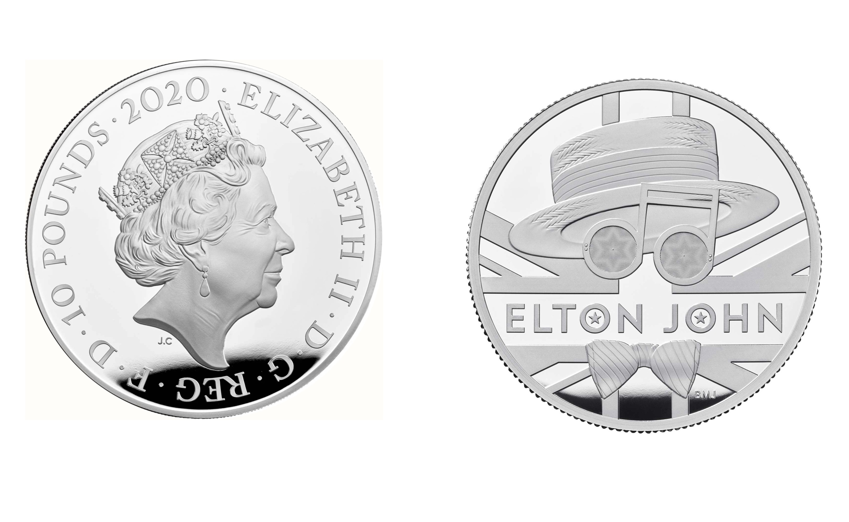 10 Pounds - Elizabeth II Elton John; Silver (2020) — United Kingdom