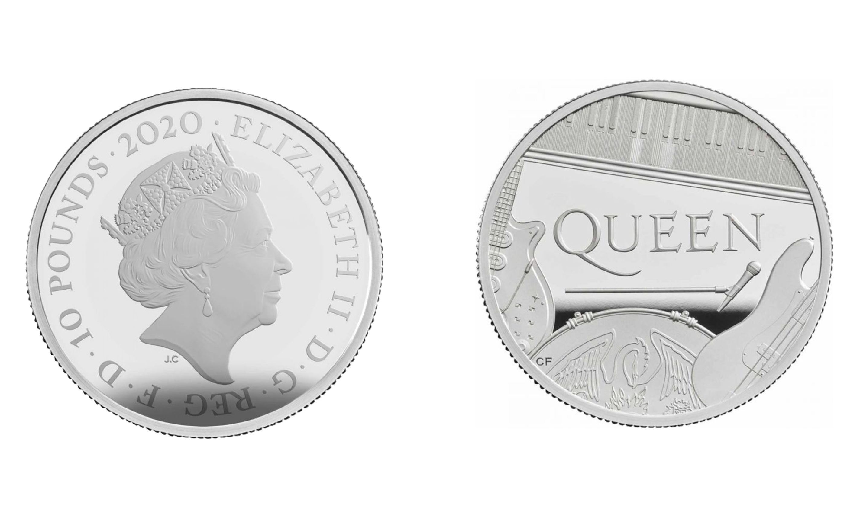 10 Pounds - Elizabeth II The band Queen; Silver (2020) — United Kingdom