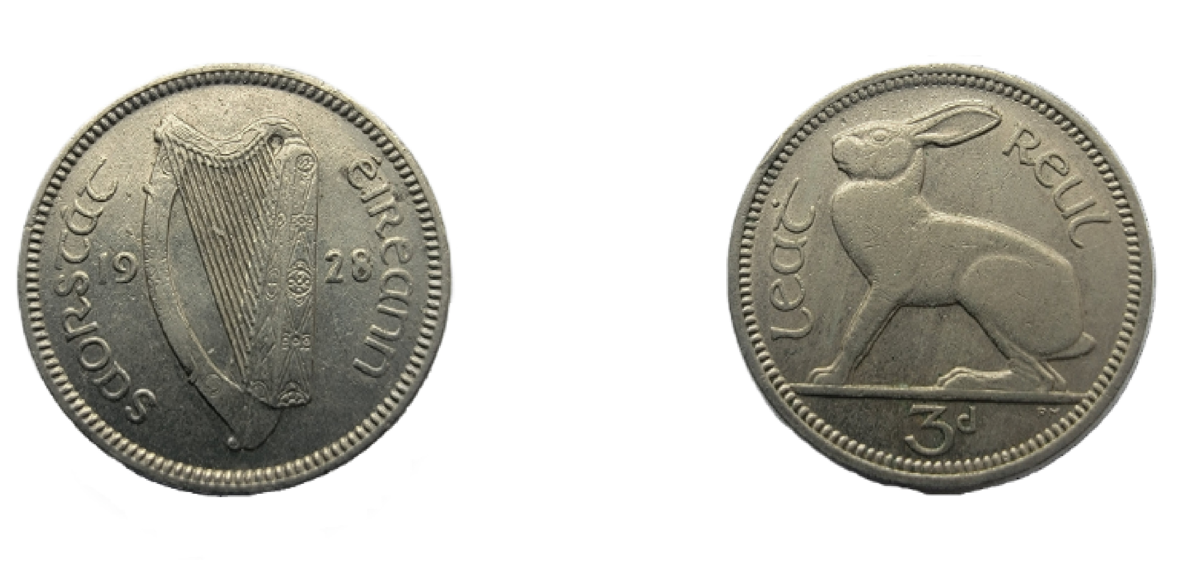 ½ Reul = 3 Pence (1928) — Ireland