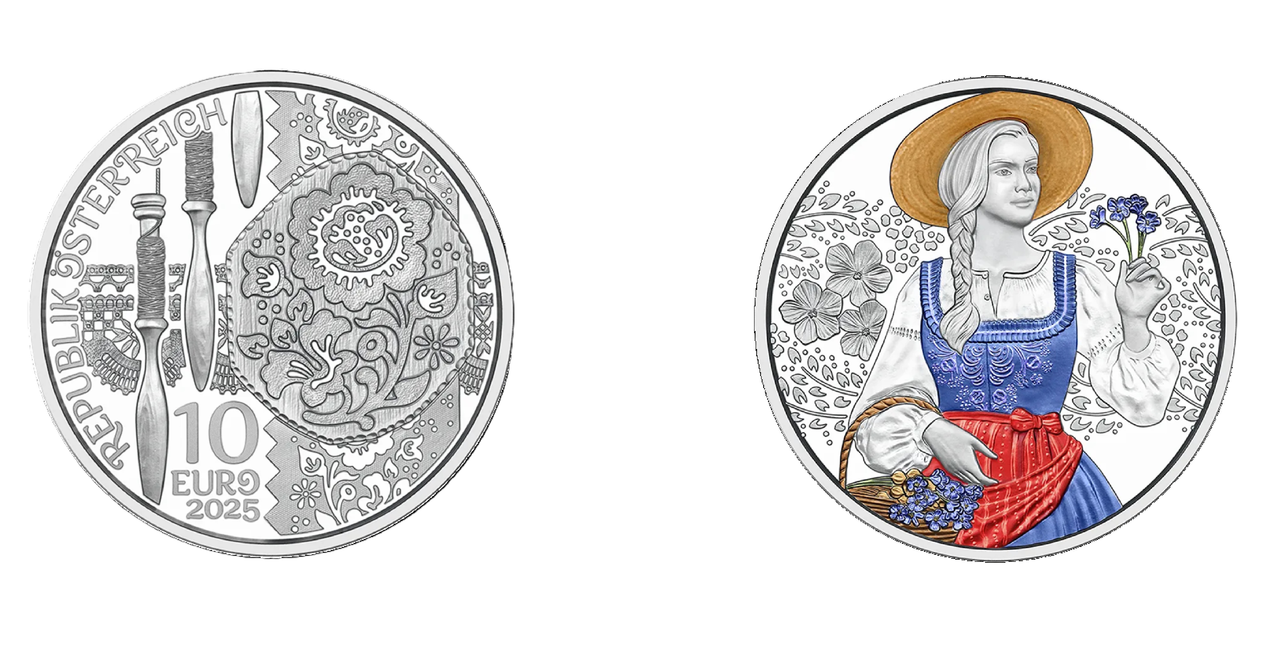 10 Euros Aufdirndln - Linen, silver colored (2025) — Austria