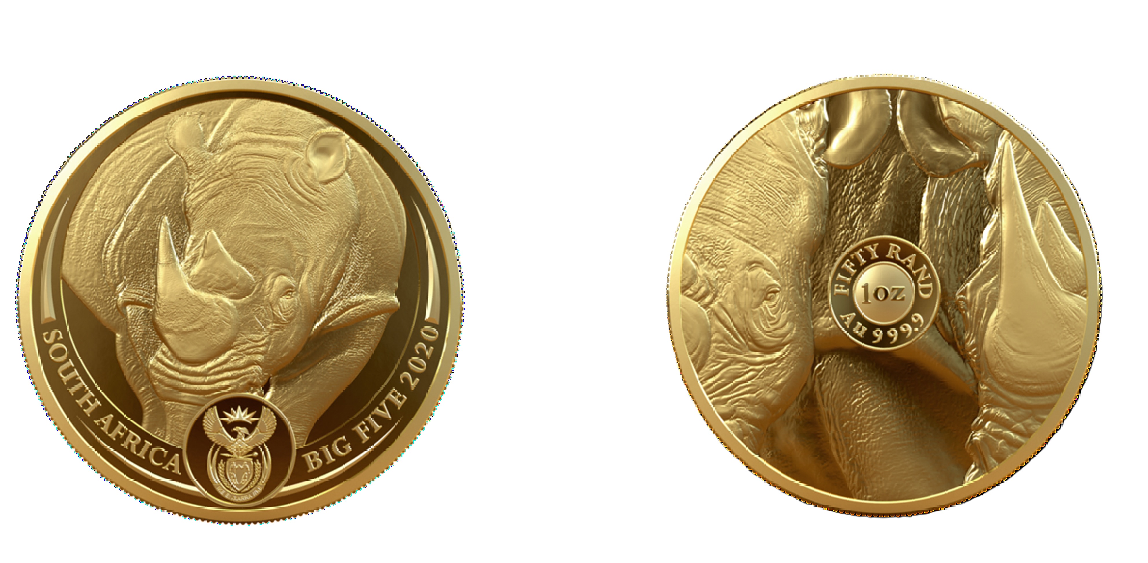50 Rand The Big Five Series I - Rhino; 1 Oz (2020) — South Africa