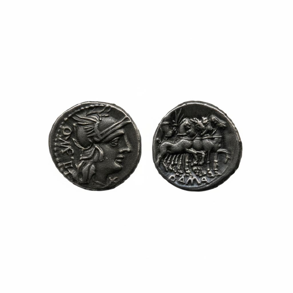 Denarius Q. Caecilius Metellus; Q-MĒ TE / ROMA — Italy