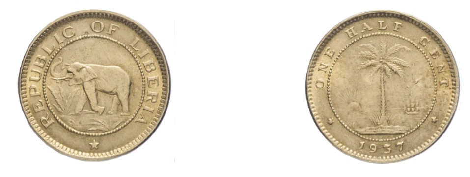 ½ Cent (1937) — Liberia