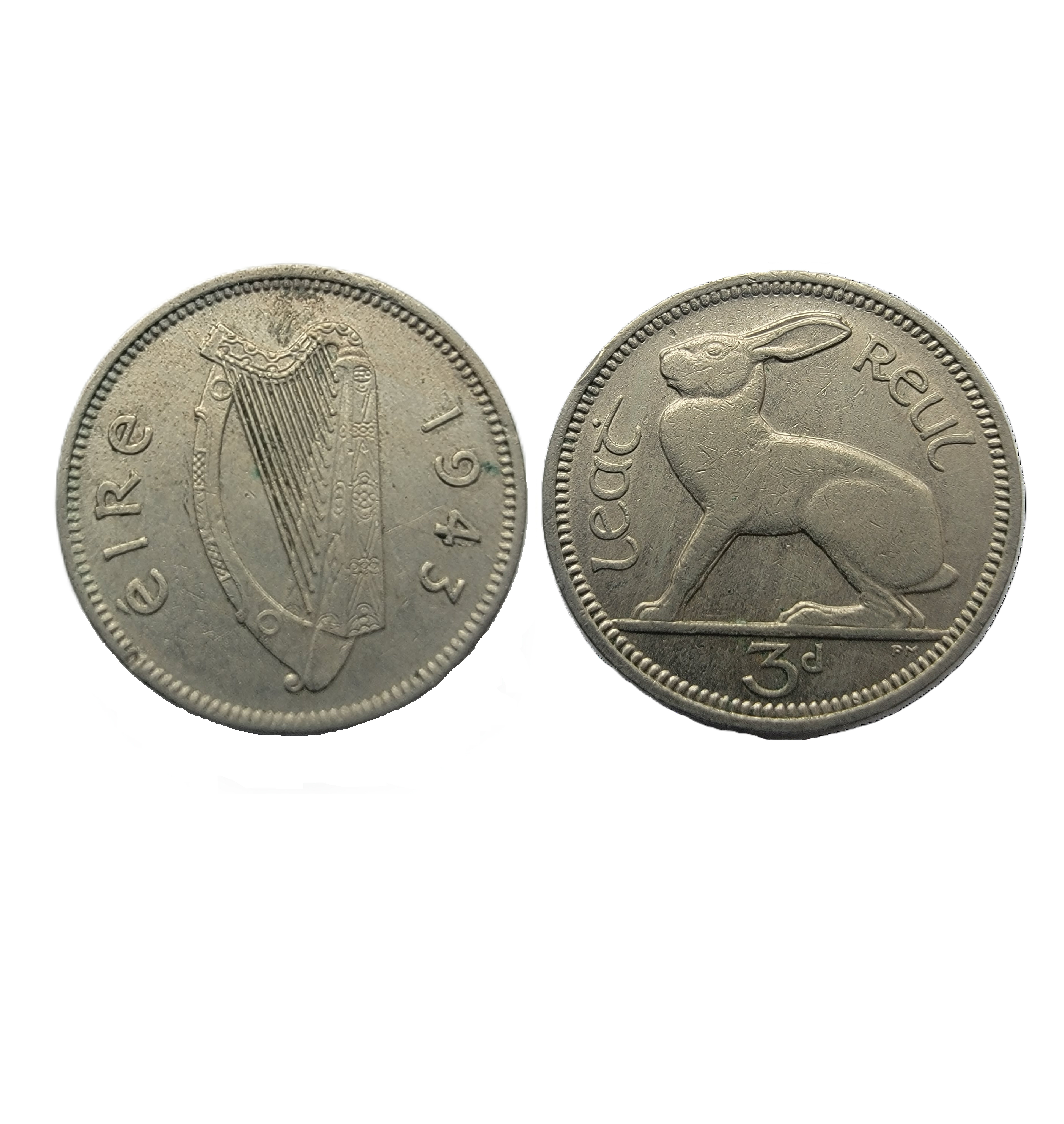 ½ Reul = 3 Pence (1943) — Ireland